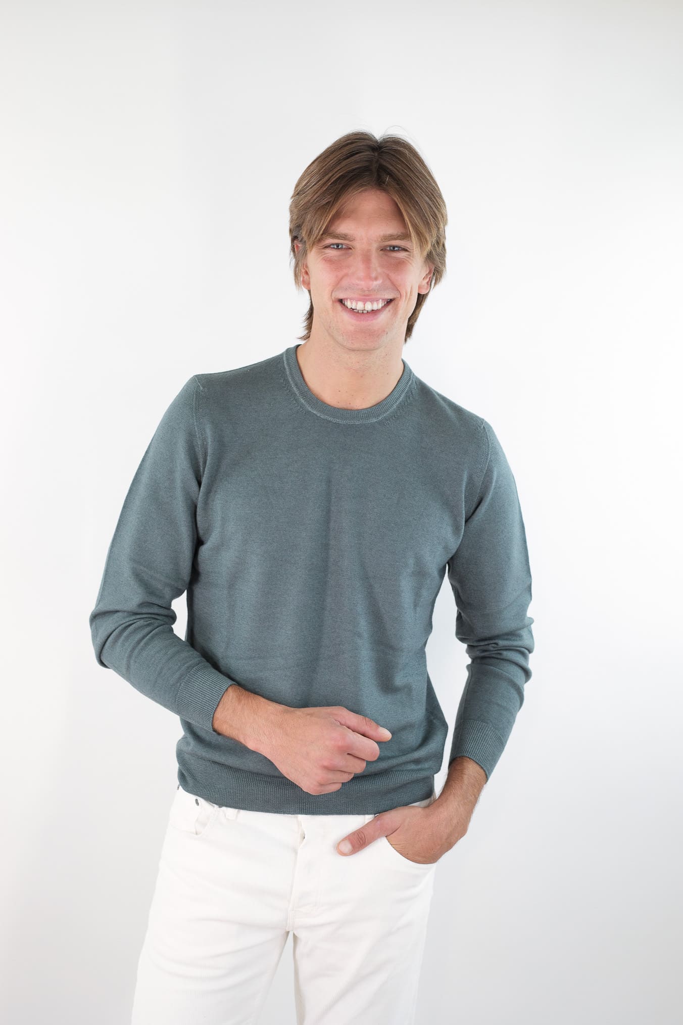 DRUMOHR Maglia Girocollo Lana Merinos Extrafine Verde