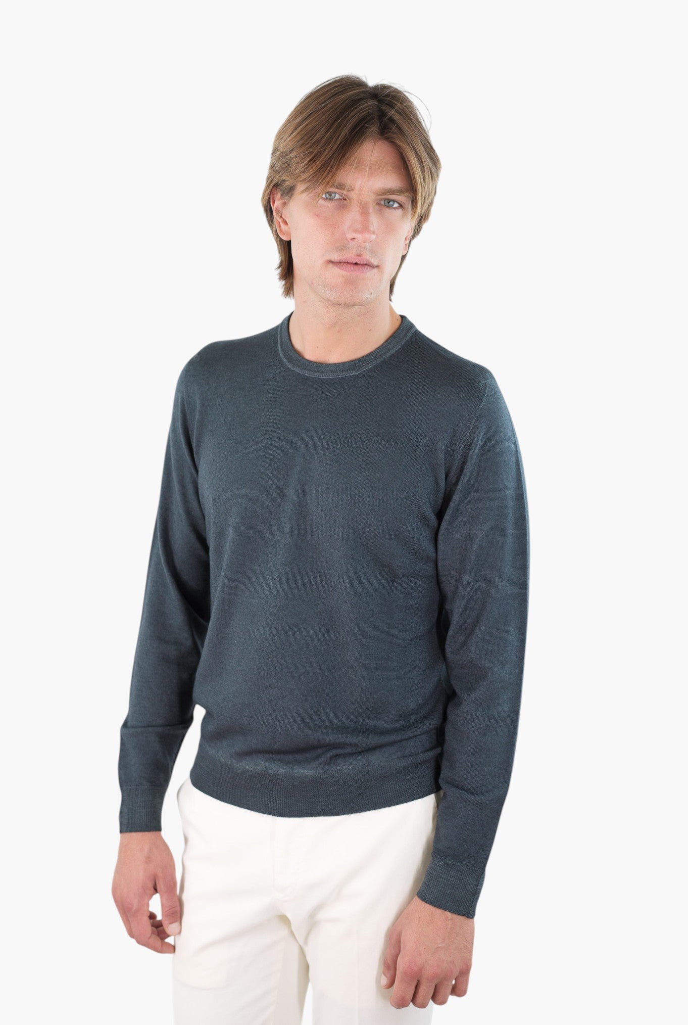 DRUMOHR Maglia Girocollo Lana Merinos Extrafine Verde Bottiglia