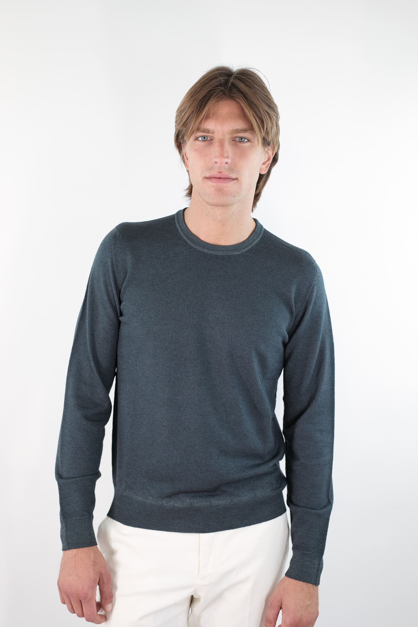 DRUMOHR Maglia Girocollo Lana Merinos Extrafine Verde Bottiglia