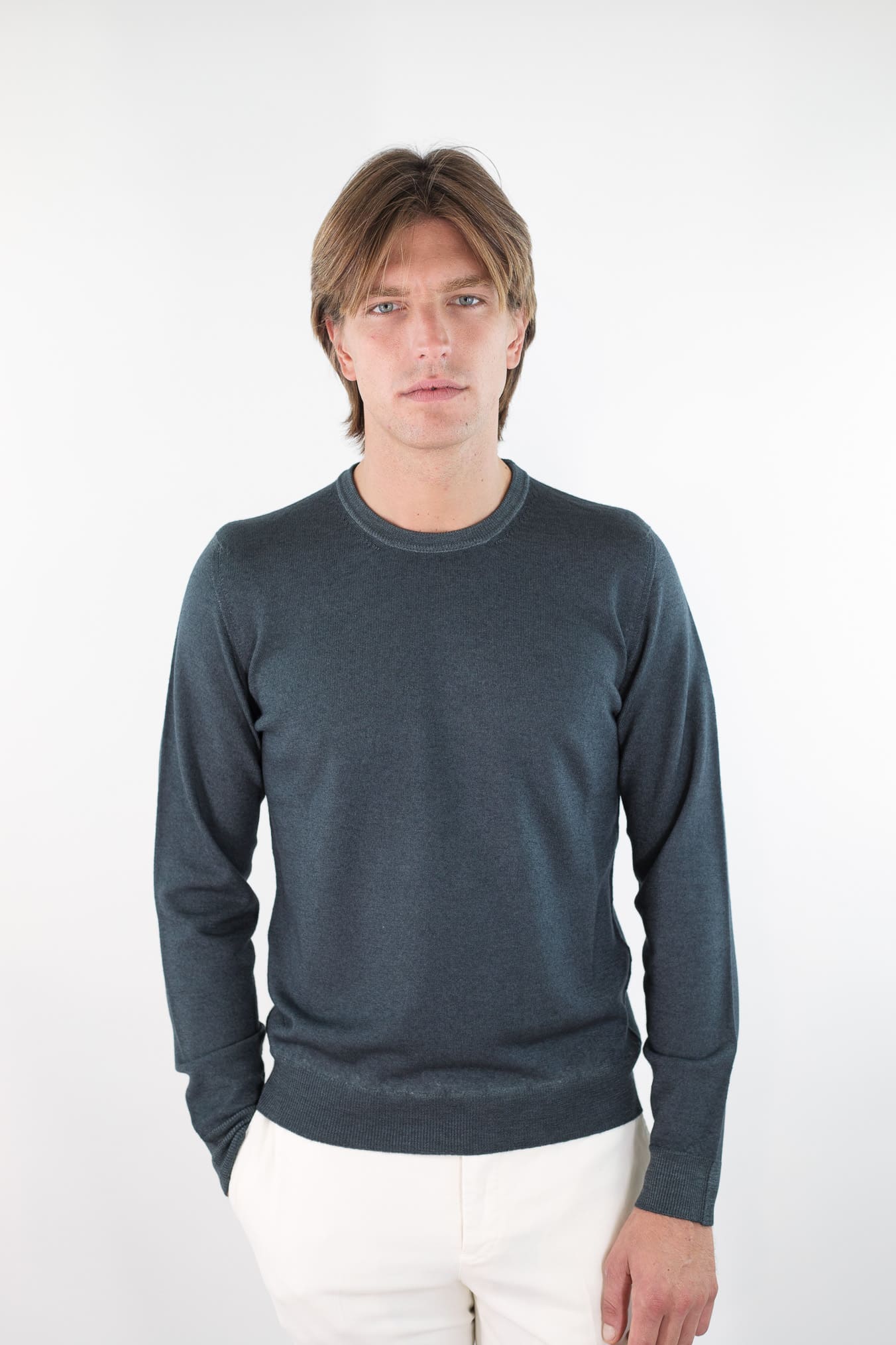 DRUMOHR Maglia Girocollo Lana Merinos Extrafine Verde Bottiglia