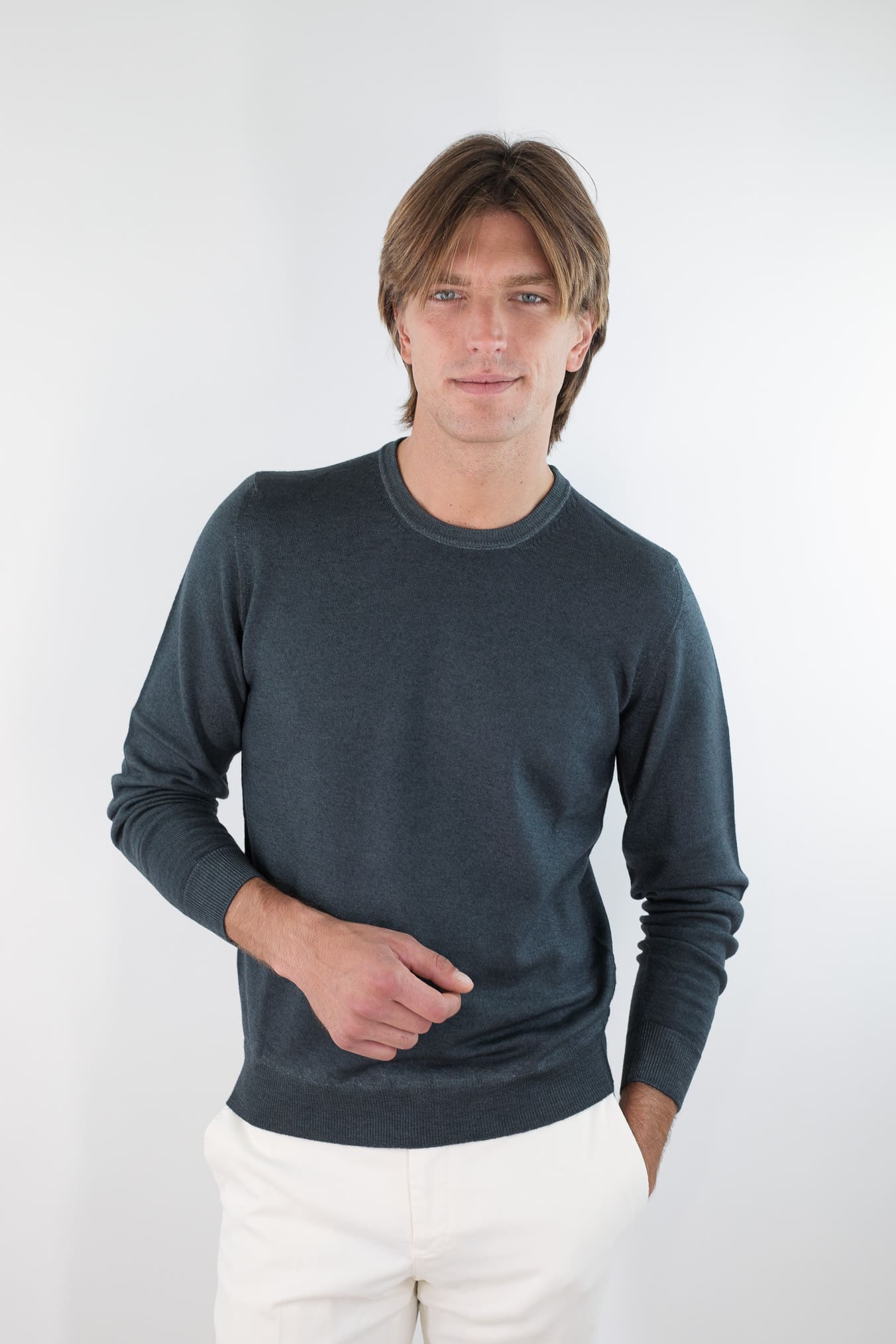 DRUMOHR Maglia Girocollo Lana Merinos Extrafine Verde Bottiglia