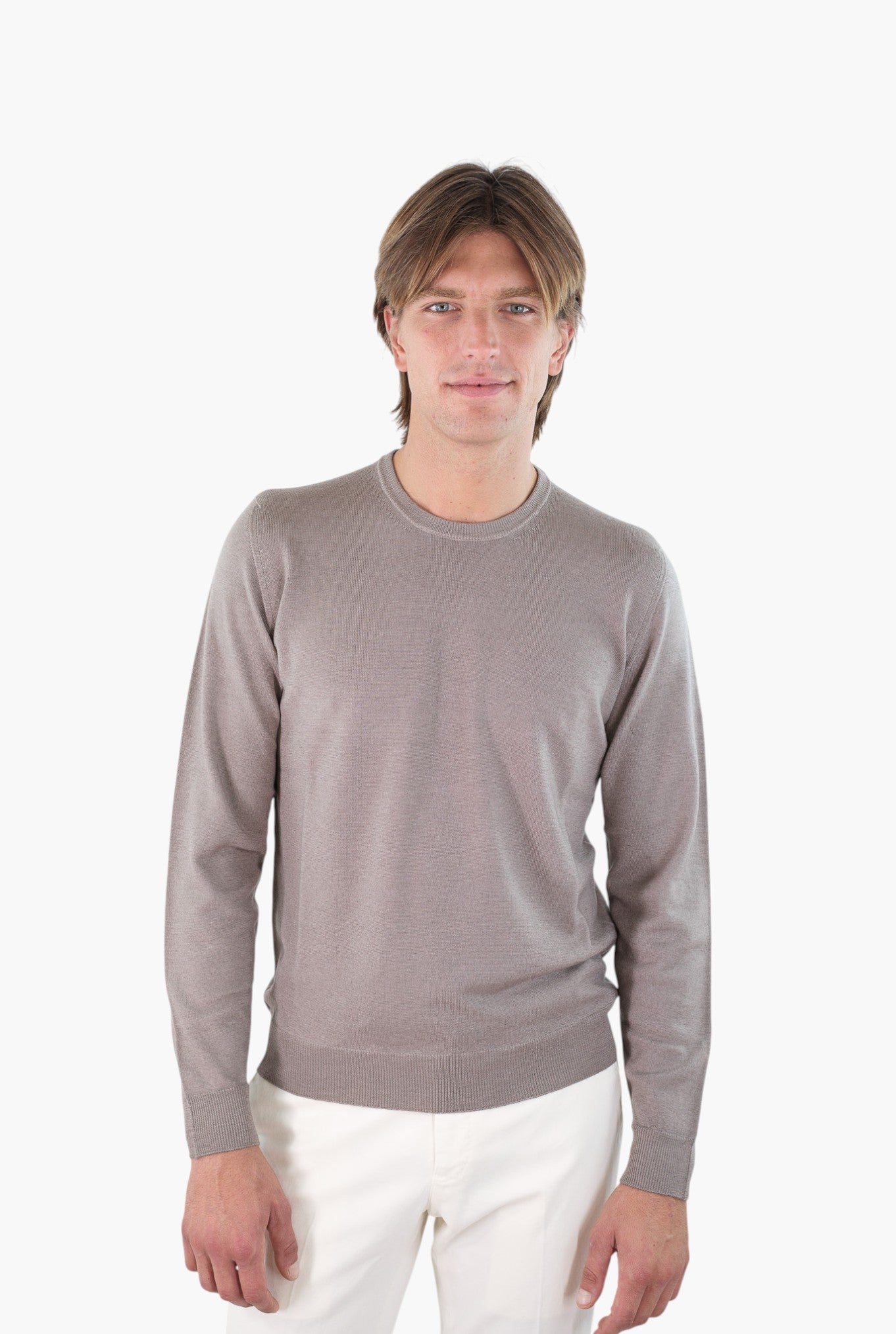DRUMOHR Maglia Girocollo Lana Merinos Extrafine Taupe