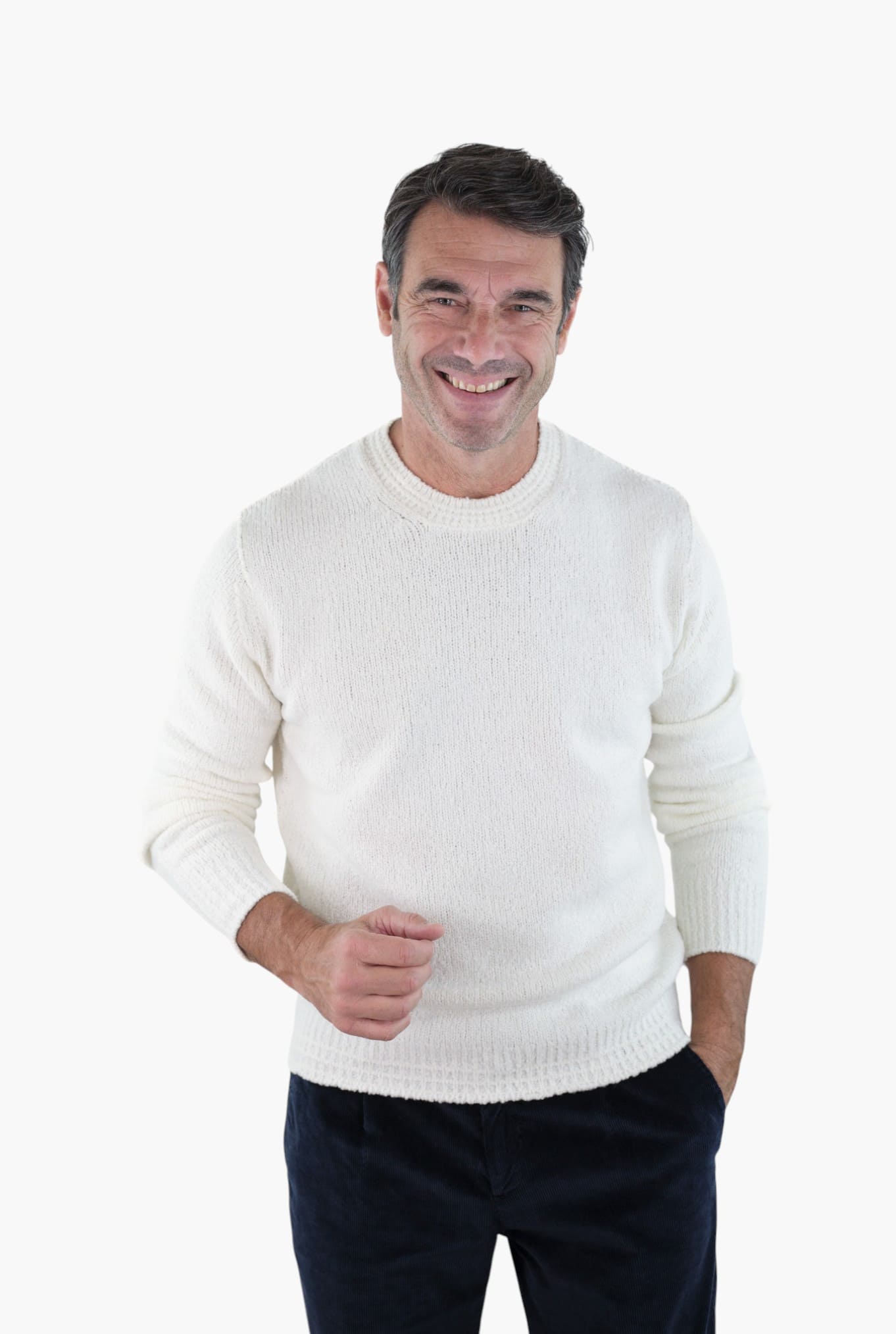 DRUMOHR Girocollo Malfilè Lana Merinos Bianco