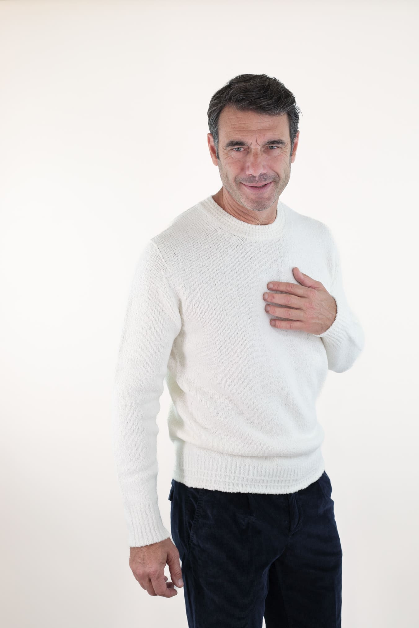 DRUMOHR Girocollo Malfilè Lana Merinos Bianco