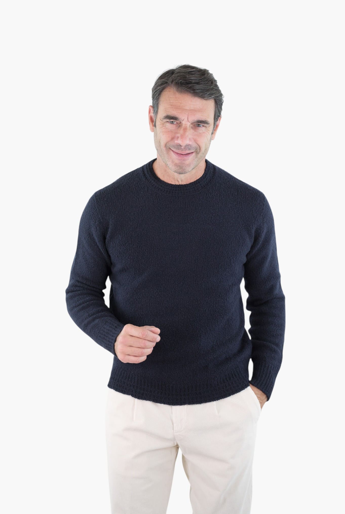 DRUMOHR Girocollo Malfilè Lana Merinos Blu Scuro