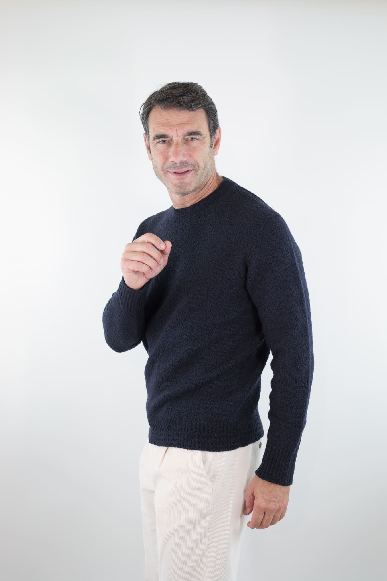 DRUMOHR Girocollo Malfilè Lana Merinos Blu Scuro