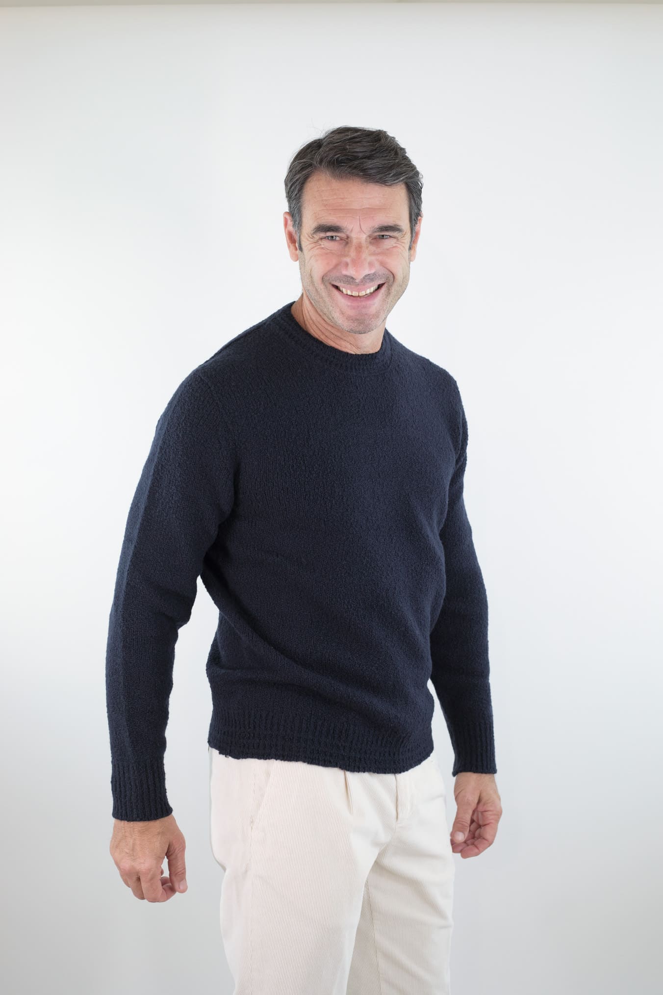 DRUMOHR Girocollo Malfilè Lana Merinos Blu Scuro