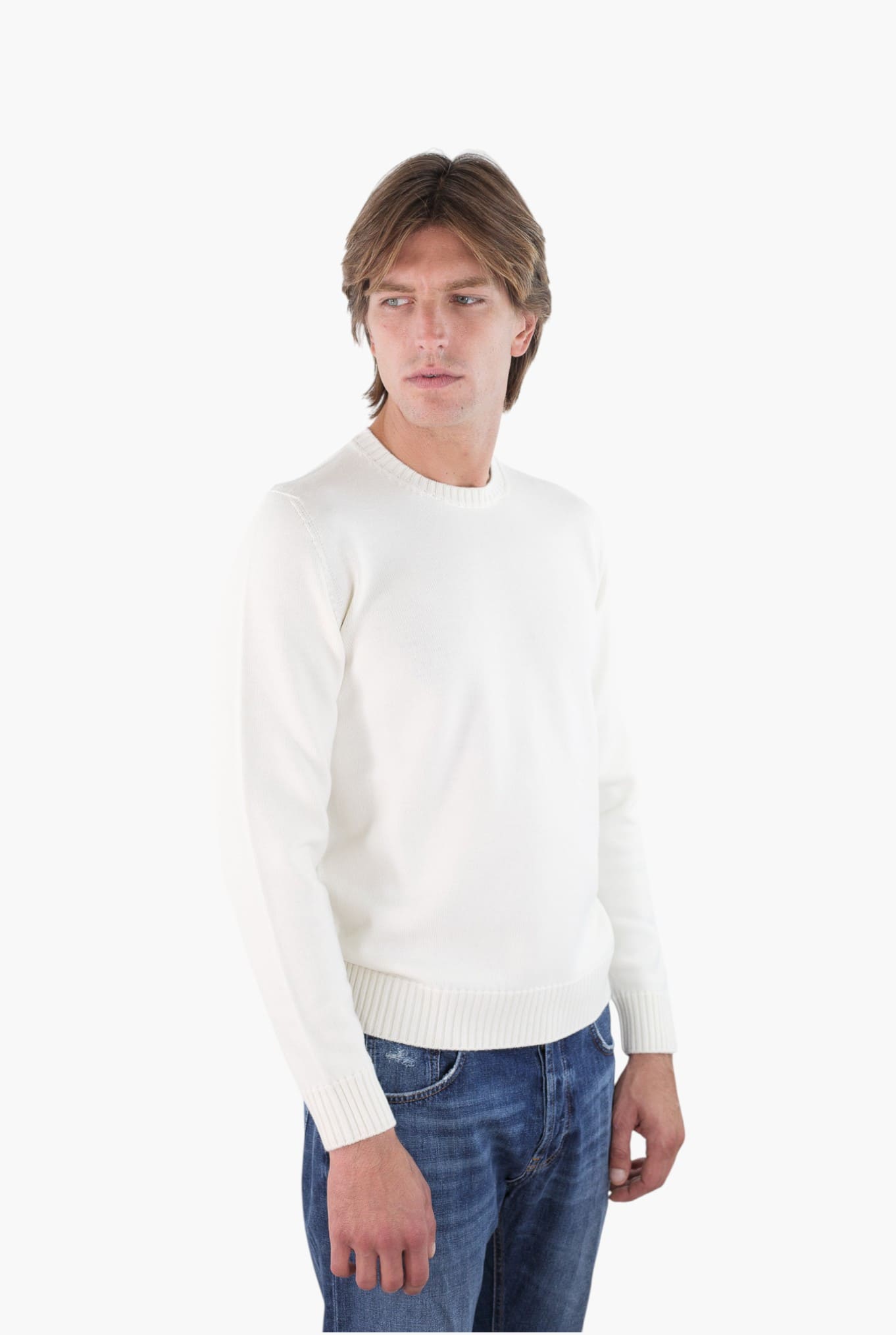 DRUMOHR Girocollo Lana Merinos Bianco Latte