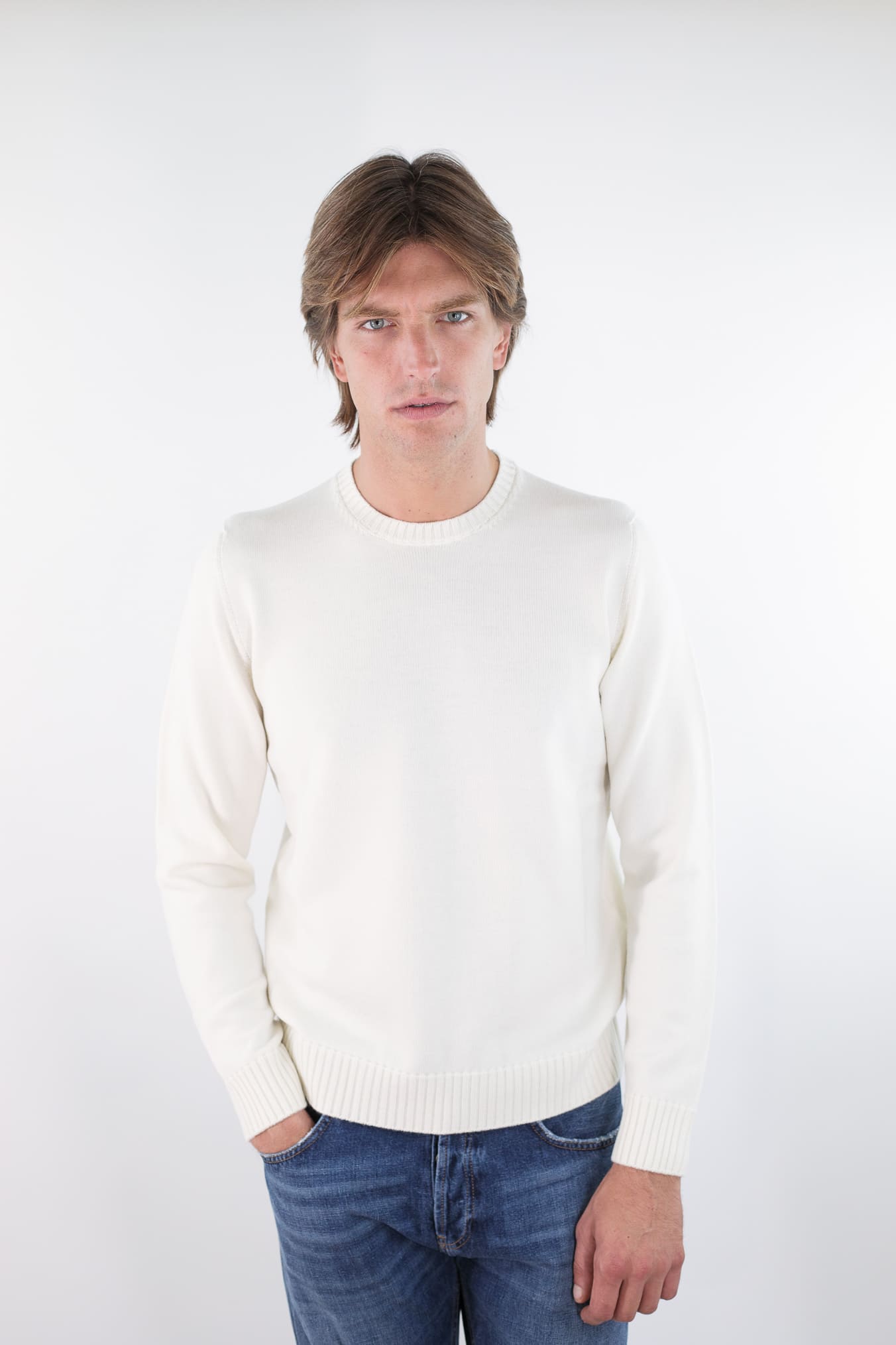 DRUMOHR Girocollo Lana Merinos Bianco Latte