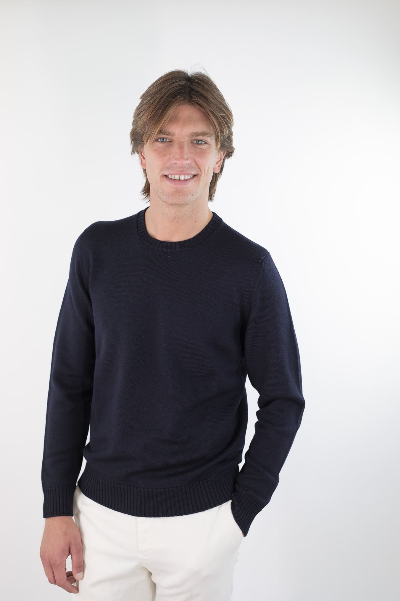 DRUMOHR Girocollo Lana Merinos Blu Navy