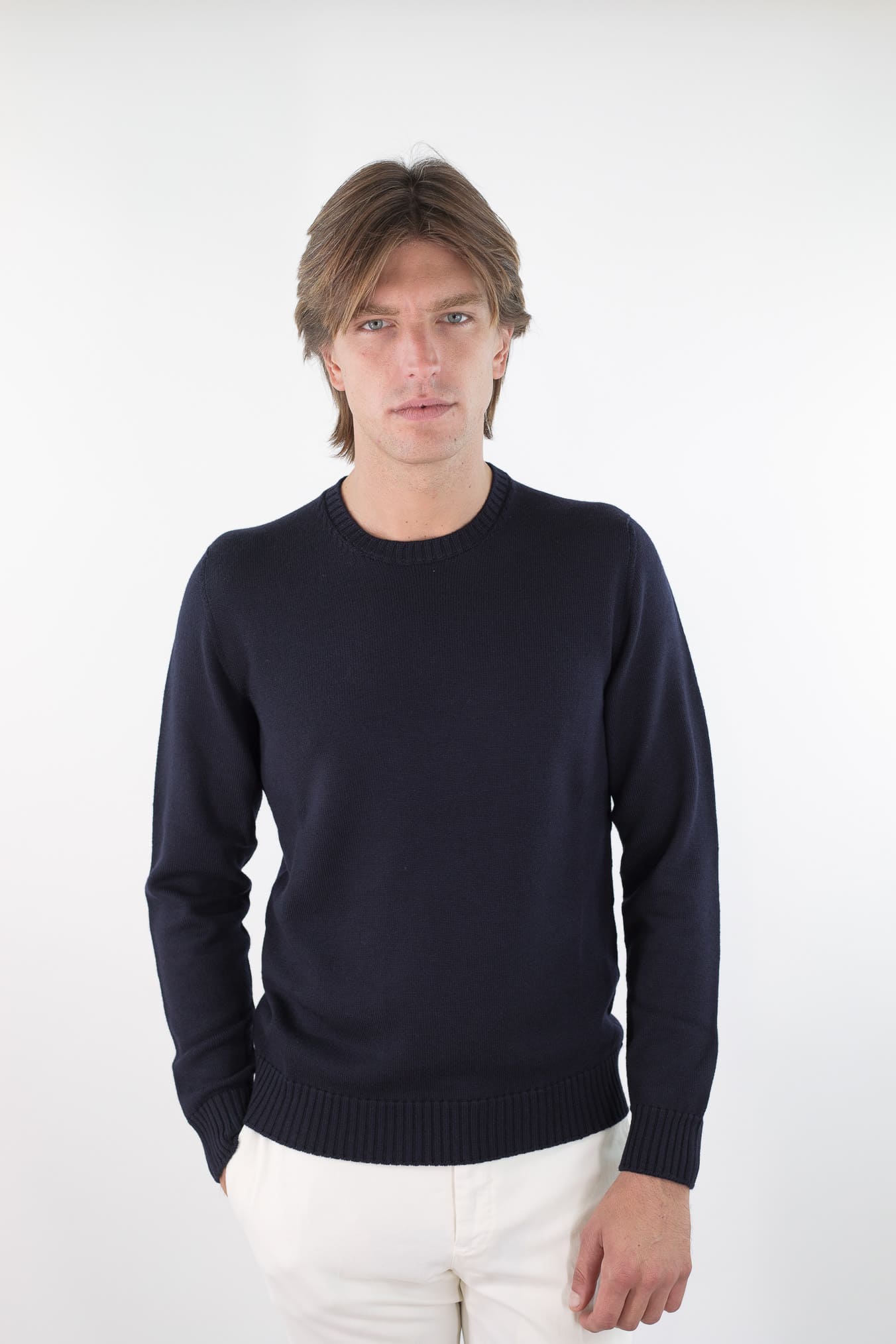 DRUMOHR Girocollo Lana Merinos Blu Navy