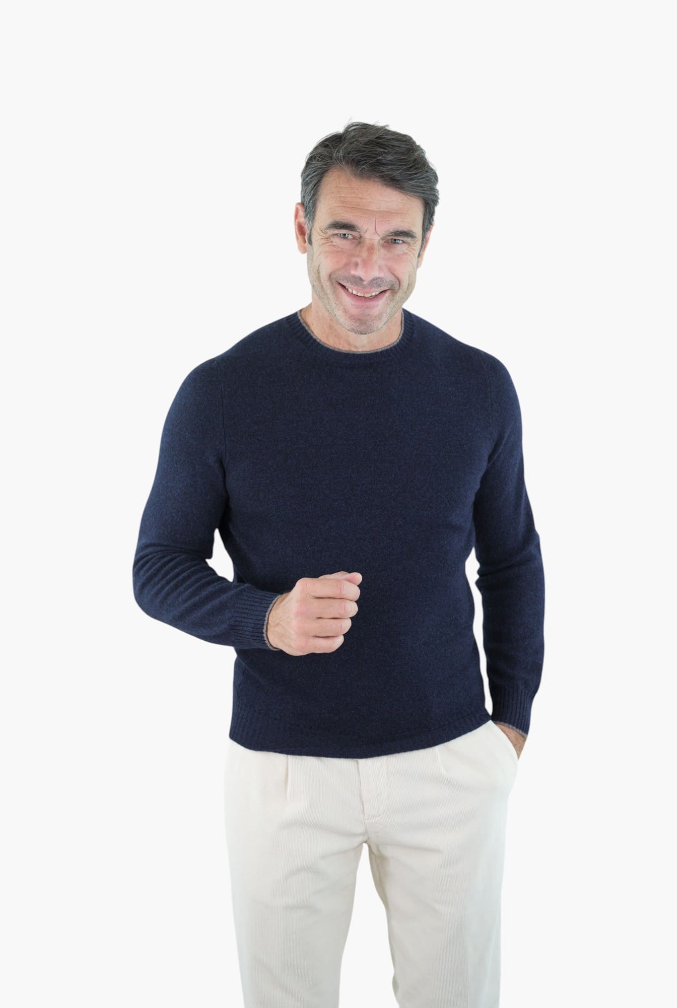 FEDELI Maglia Girocollo Cashmere Persia "Argentina" Blu