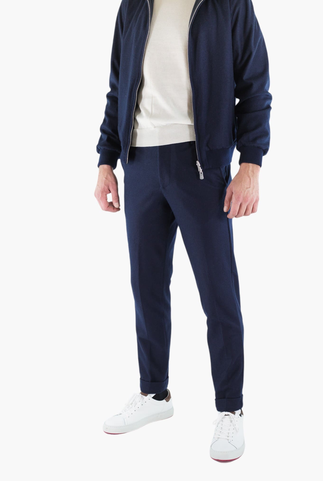 FEDELI Pantaloni "Doria" Flanella Cashmere Blu
