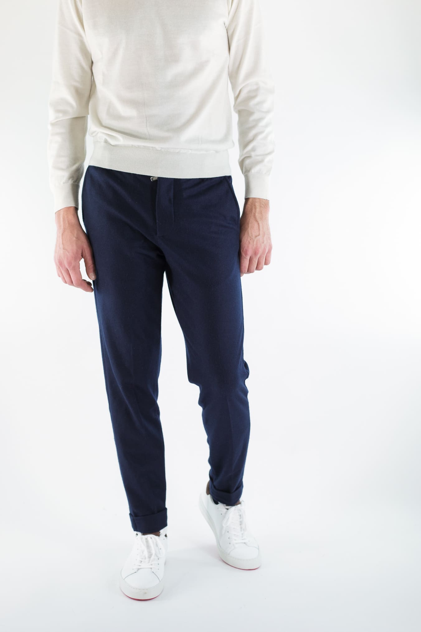 FEDELI Pantaloni "Doria" Flanella Cashmere Blu