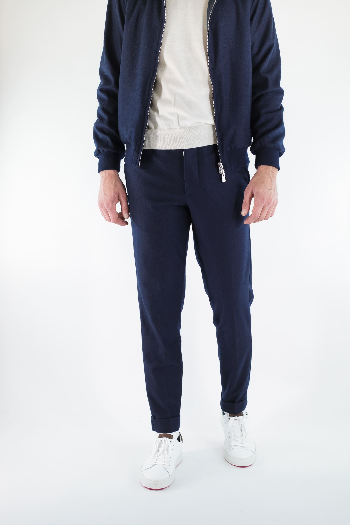 FEDELI Pantaloni "Doria" Flanella Cashmere Blu