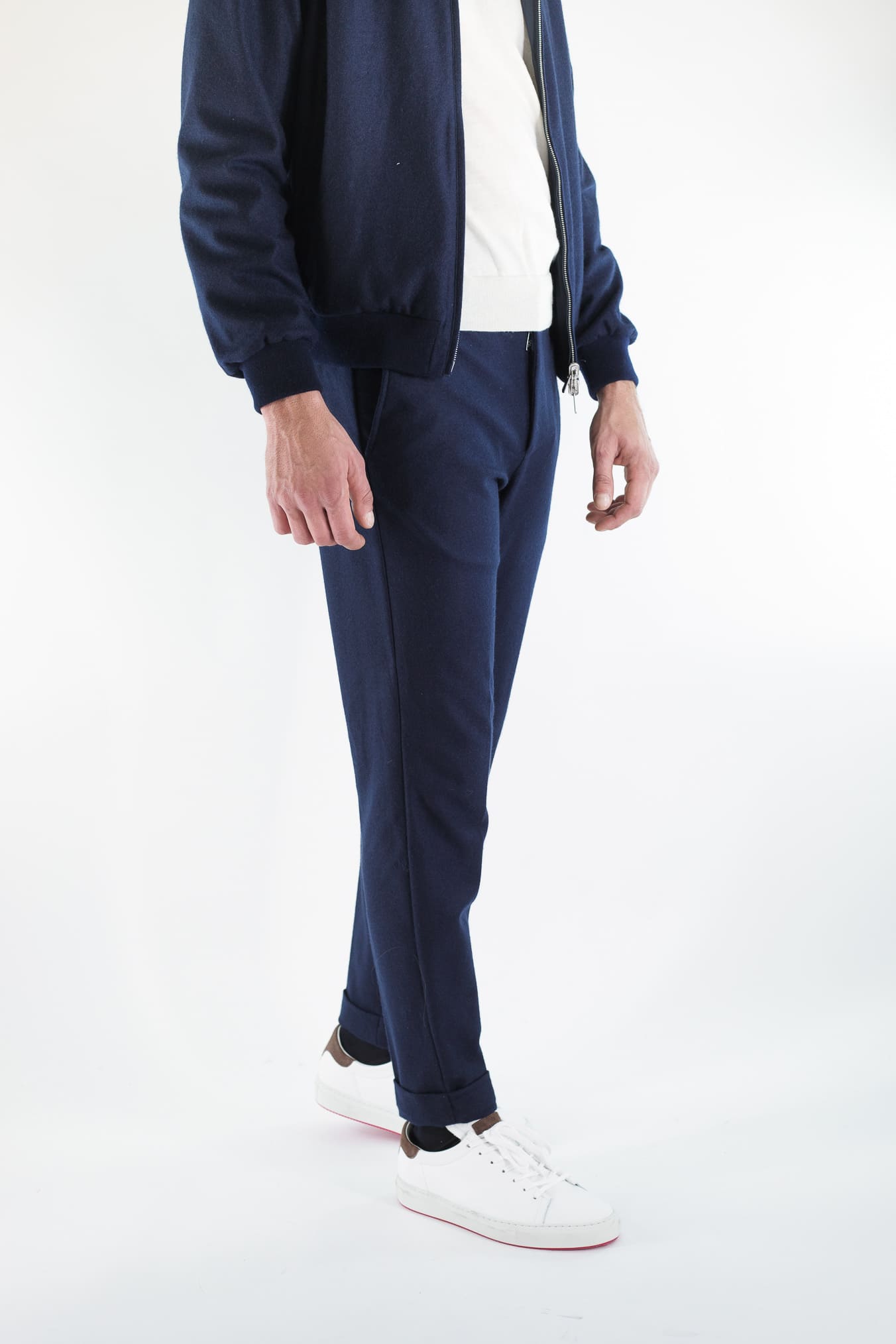 FEDELI Pantaloni "Doria" Flanella Cashmere Blu