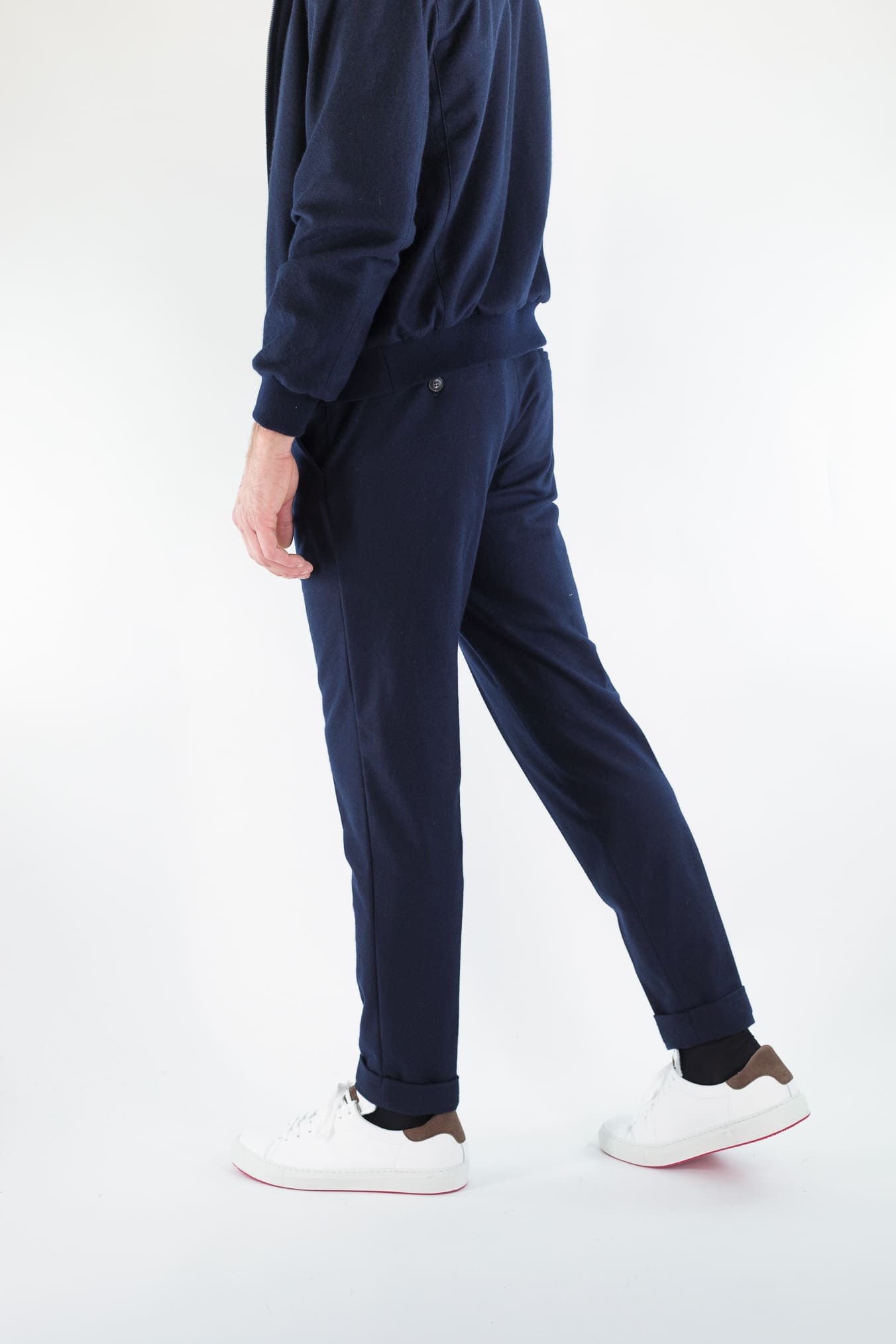 FEDELI Pantaloni "Doria" Flanella Cashmere Blu