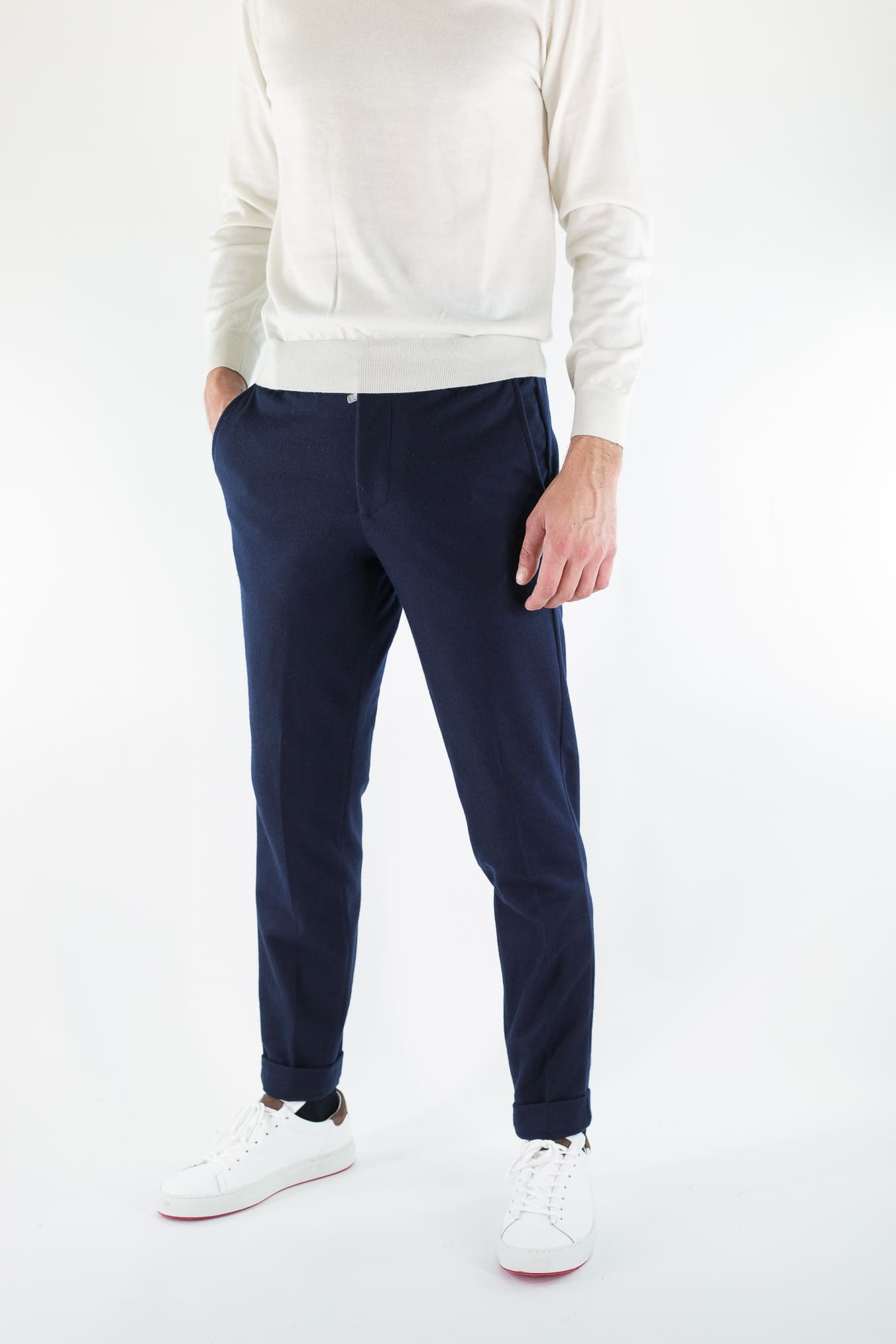 FEDELI Pantaloni "Doria" Flanella Cashmere Blu