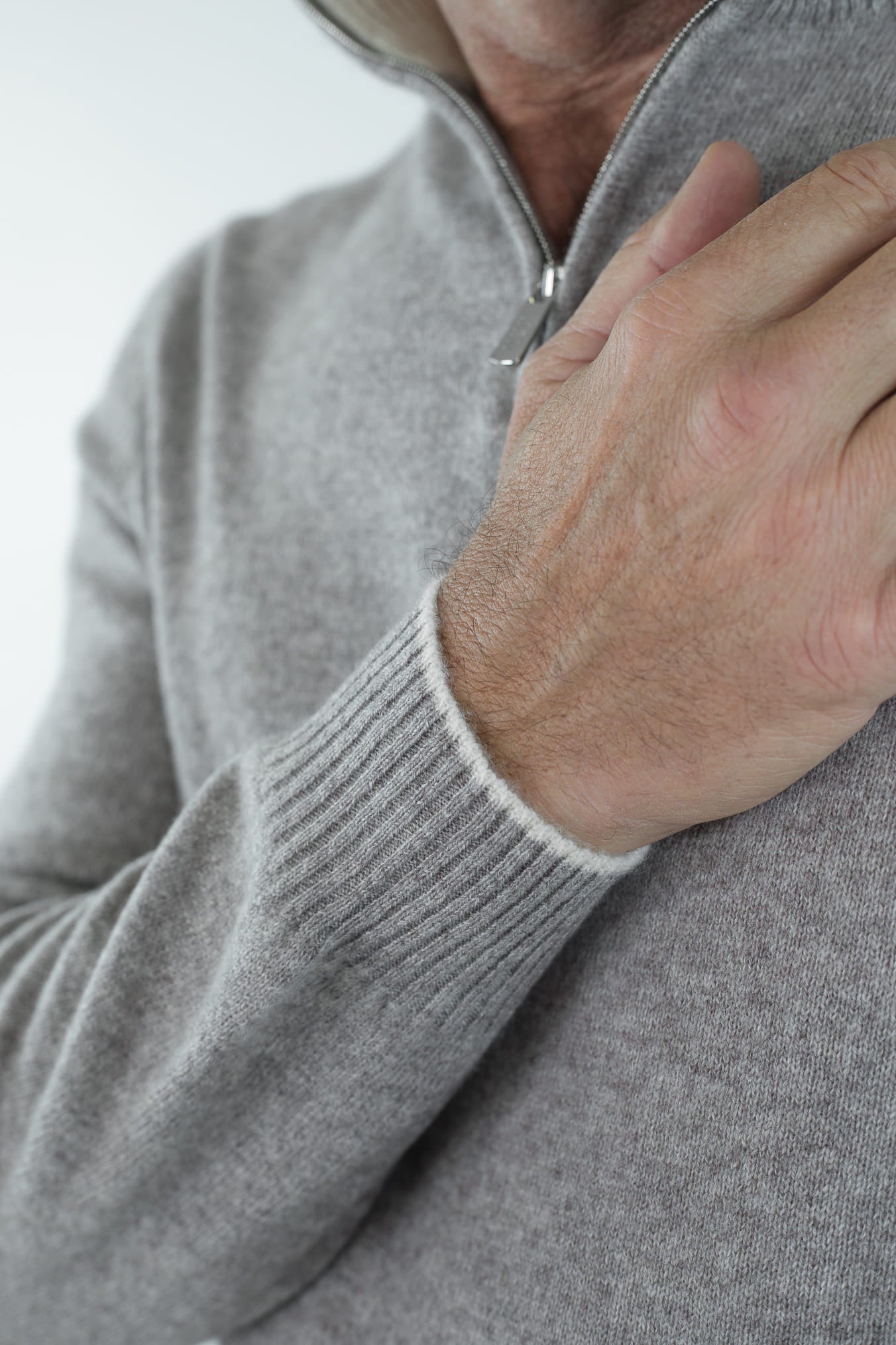 FEDELI Maglia Mezza Zip Cashmere "Favonio" Tortora