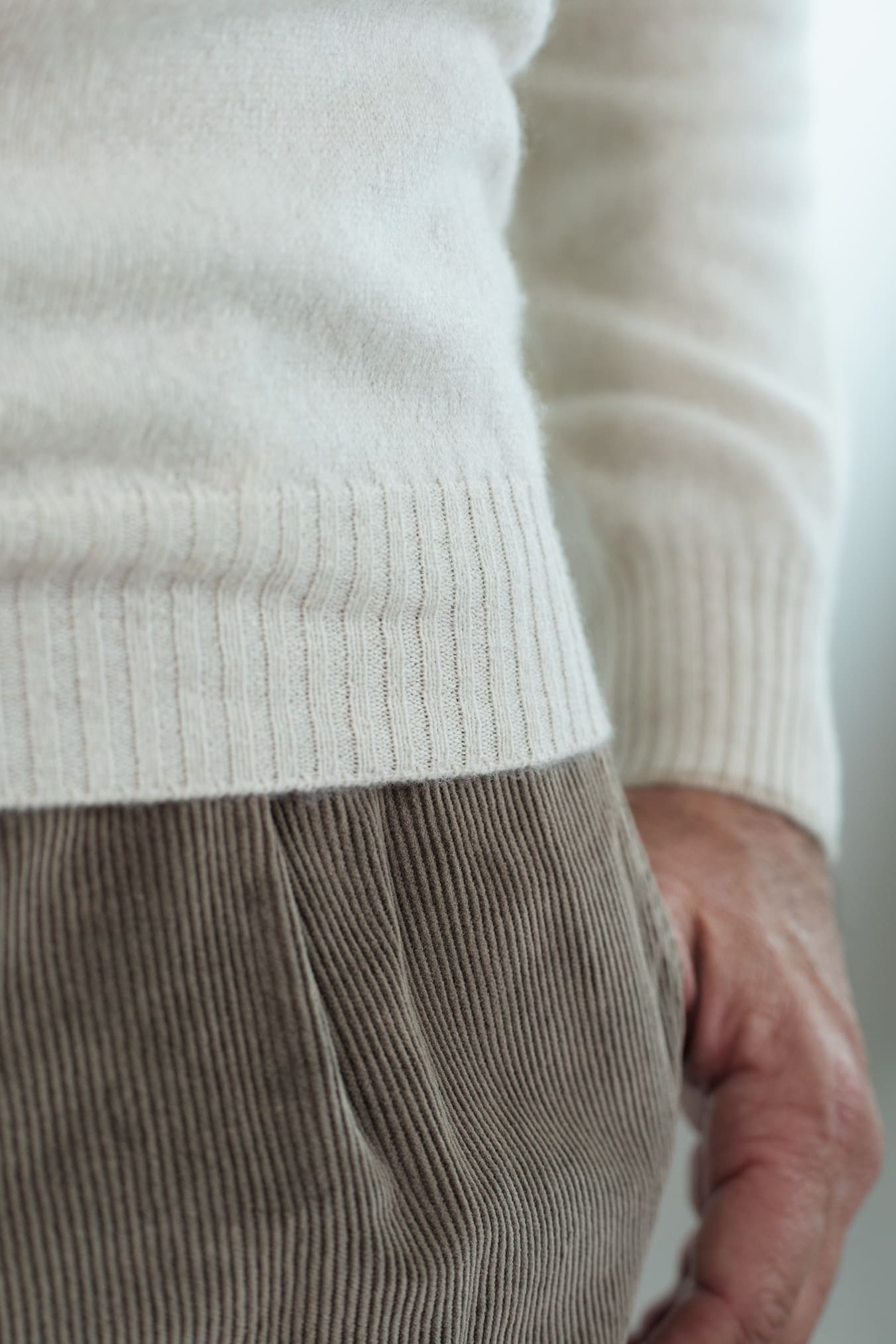 FEDELI Maglia Mezza Zip Cashmere "Favonio" Bianco