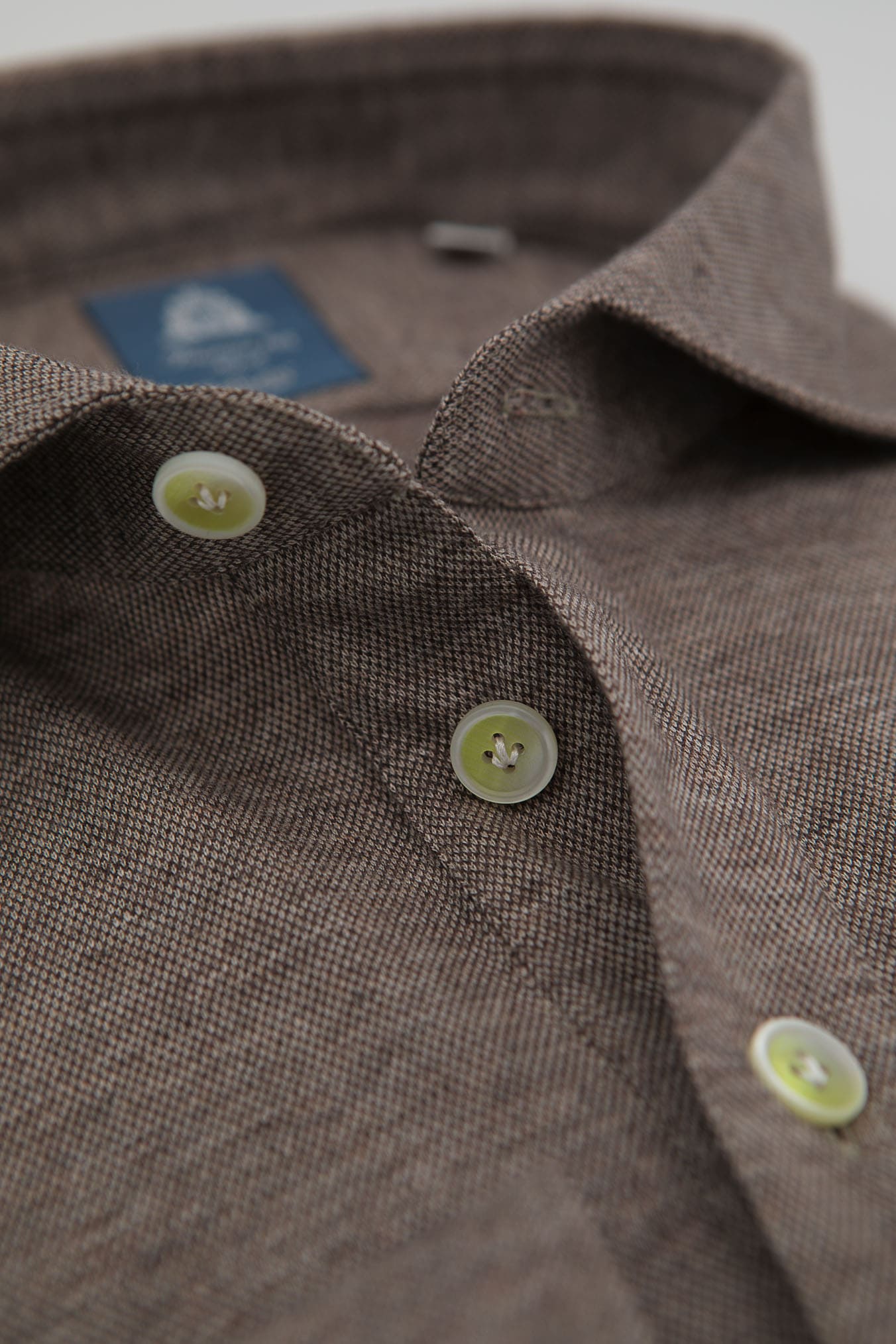 FINAMORE Polo Jersey Cotone Cashmere Maniche Lunghe Tortora