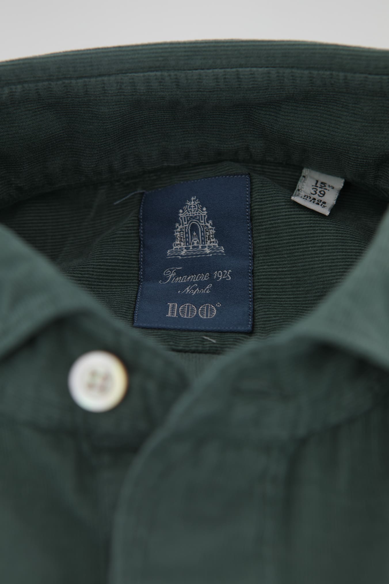 FINAMORE Camicia Velluto Superlight Millerighe Verde