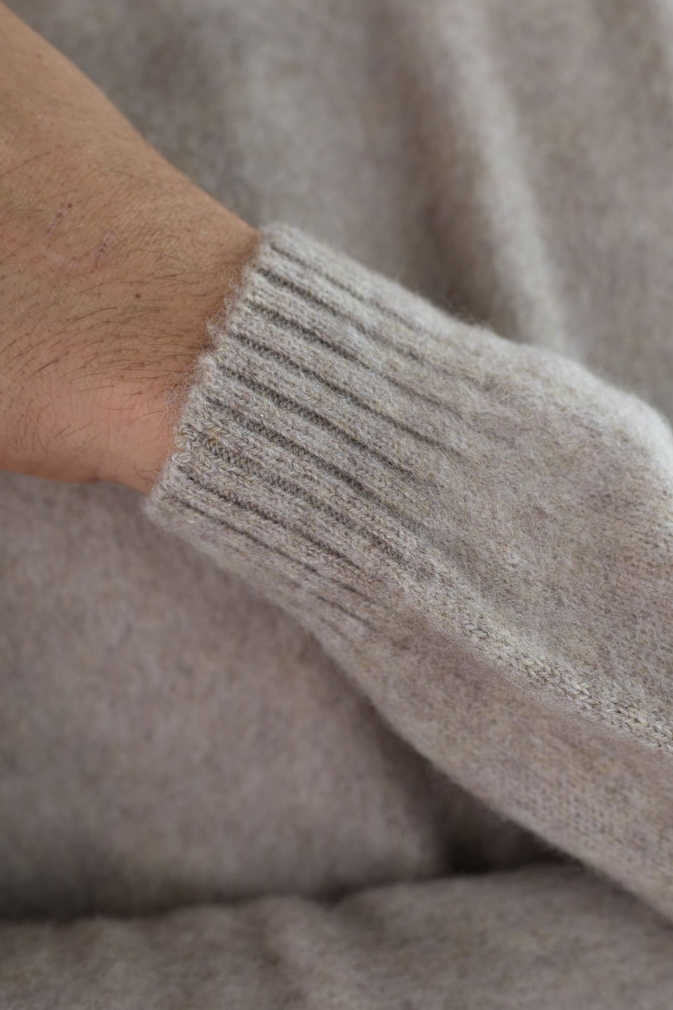 FINAMORE Girocollo "Jesolo" Cashmere Corsehair Loro Piana Beige