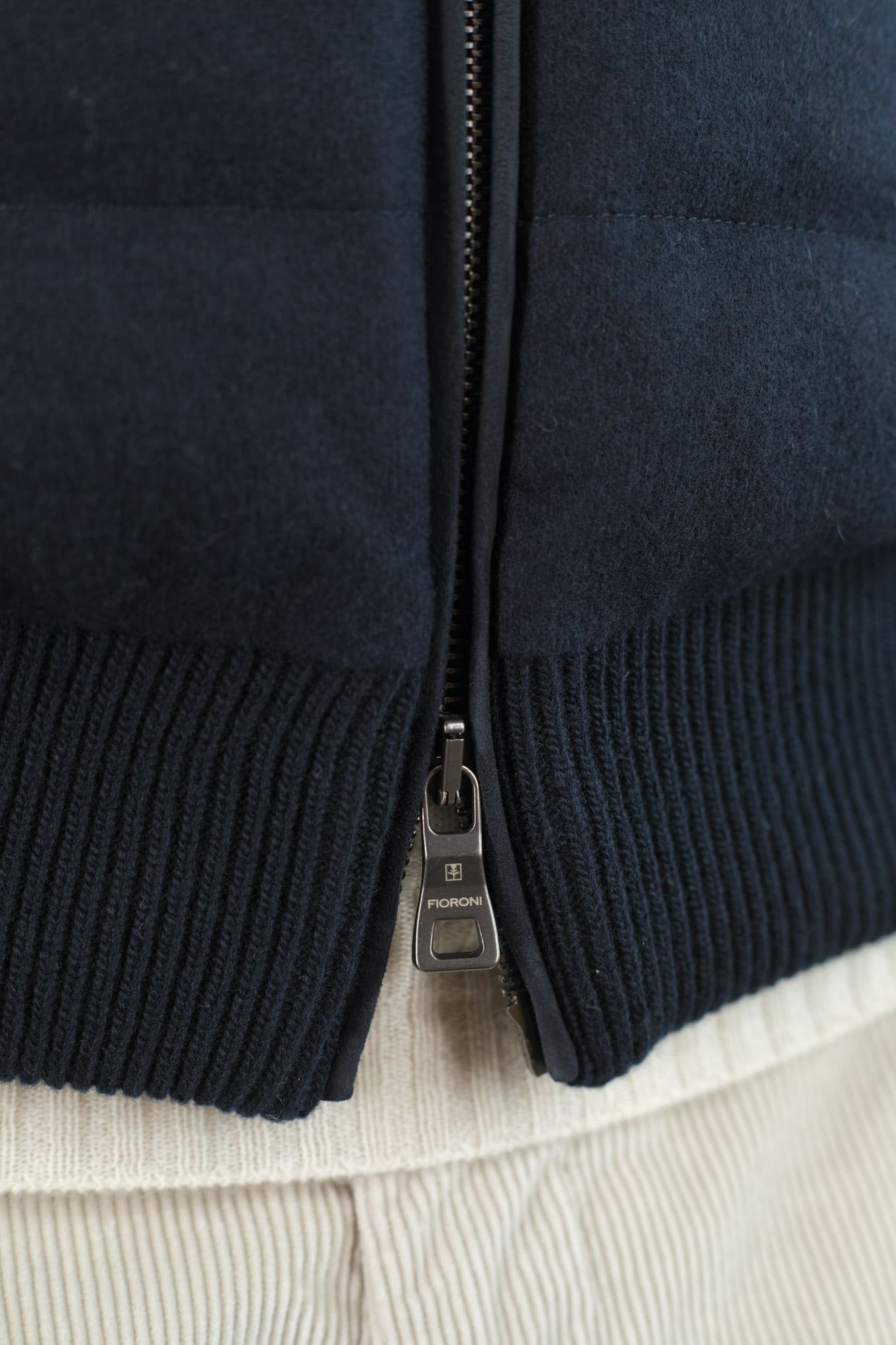 FIORONI Bomber Piumino Lana Cashmere Blu Navy