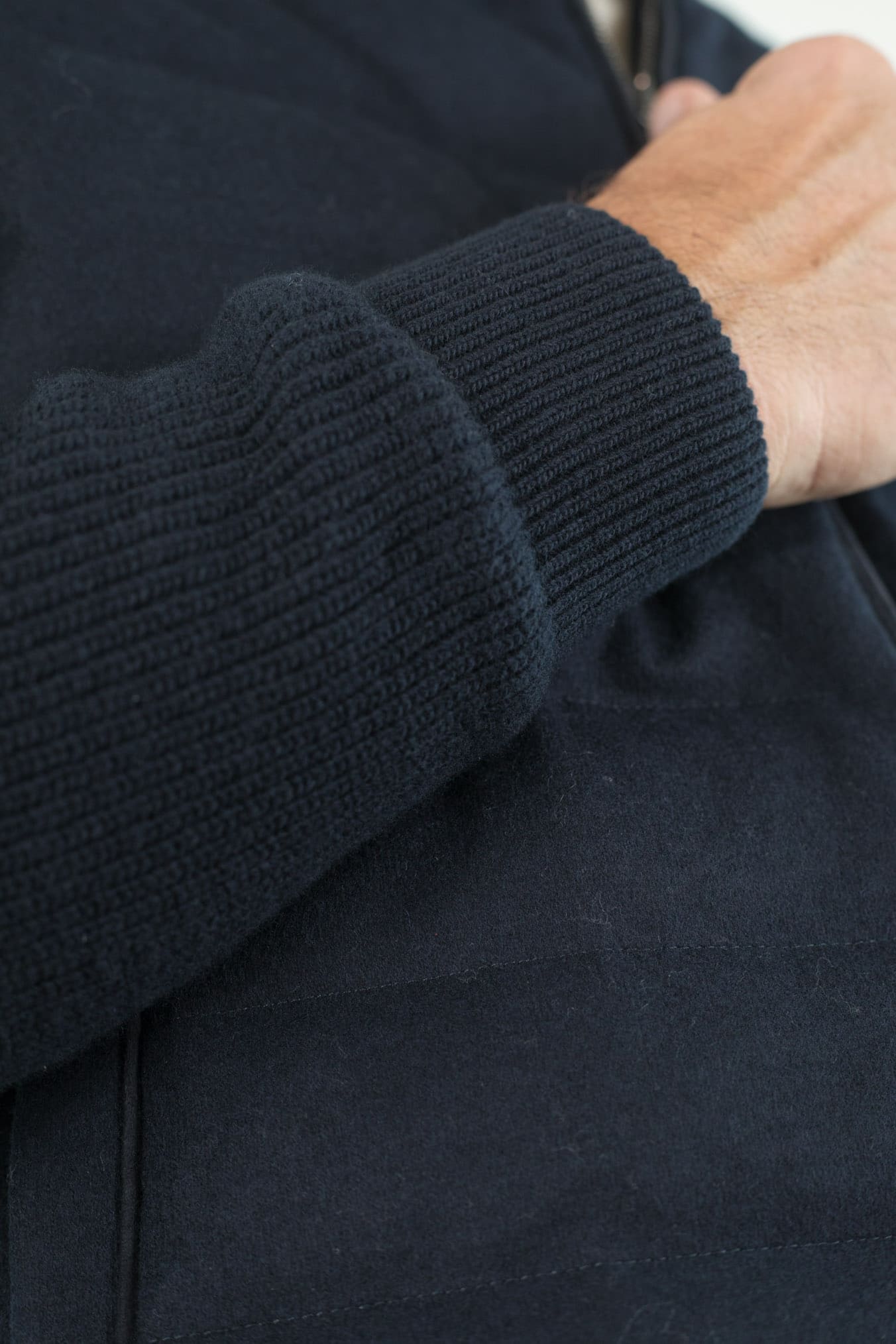 FIORONI Bomber Piumino Lana Cashmere Blu Navy