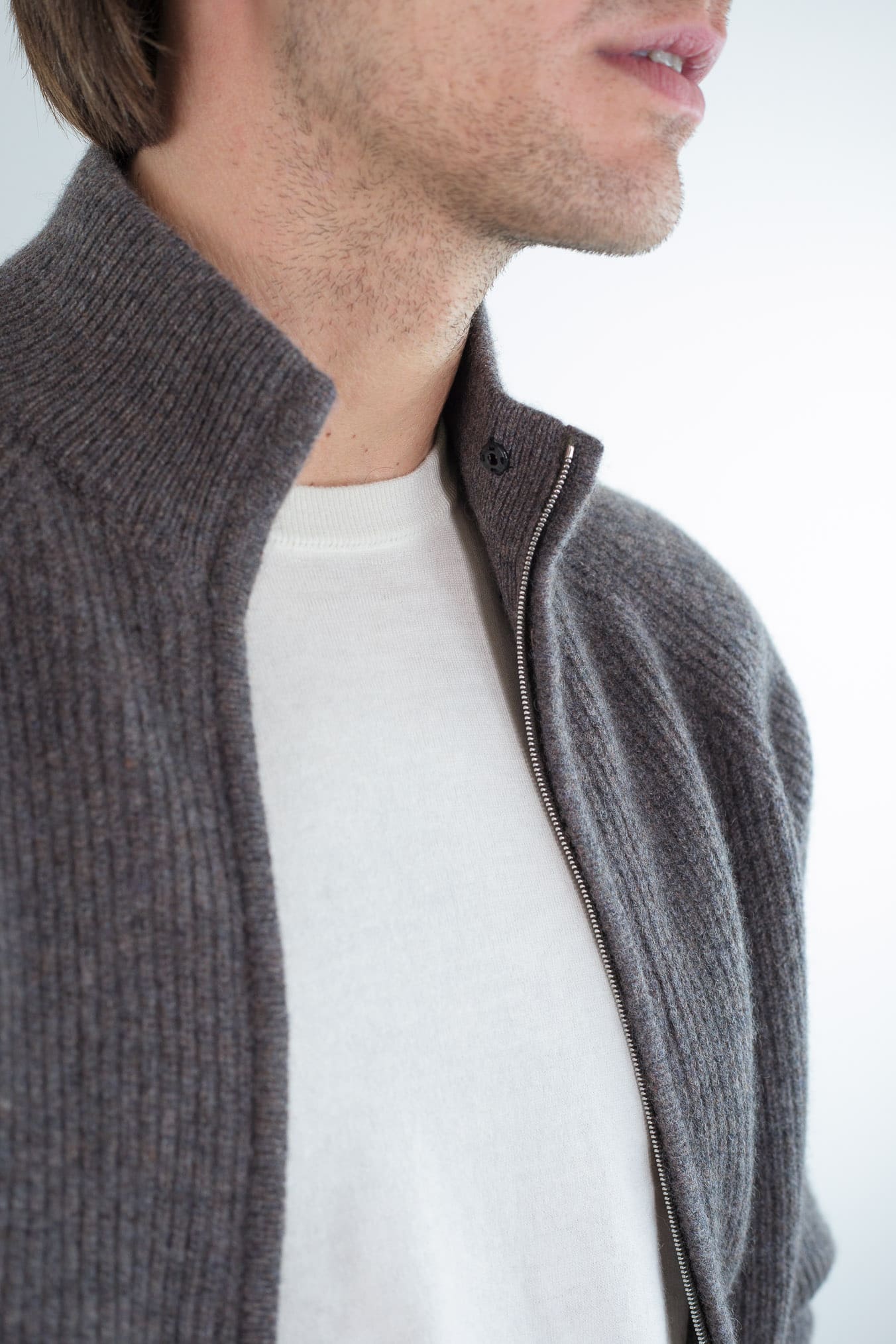 PASHMERE Maglia Full Zip Cashmere Castorino Tortora