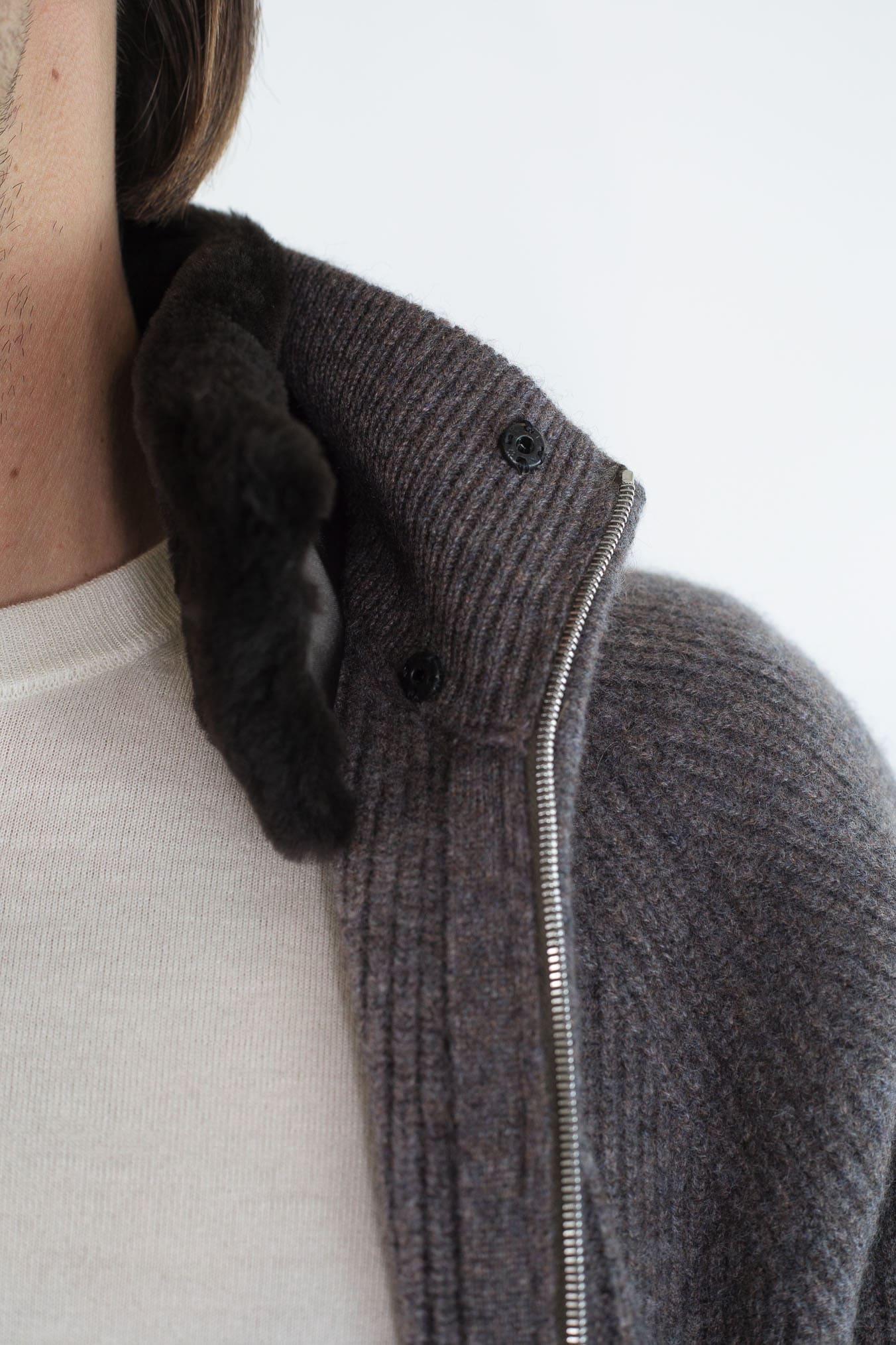 PASHMERE Maglia Full Zip Cashmere Castorino Tortora