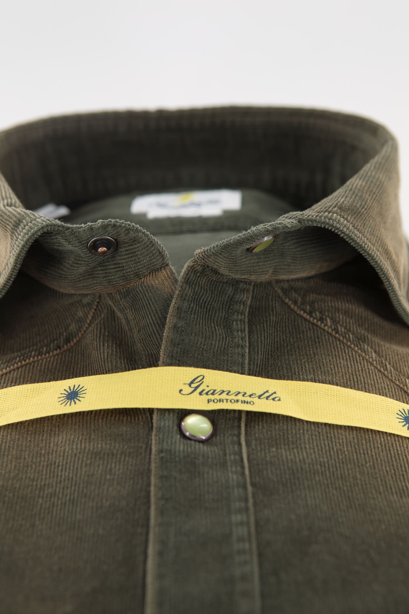 GIANNETTO PORTOFINO Camicia Texana Velluto Verde Militare