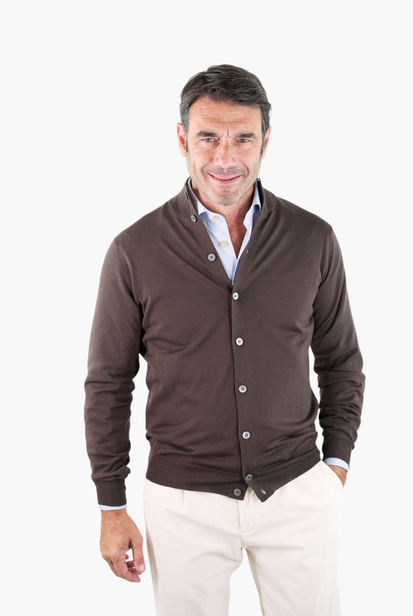 GUARINO Cardigan Lana Extrafine Cioccolato