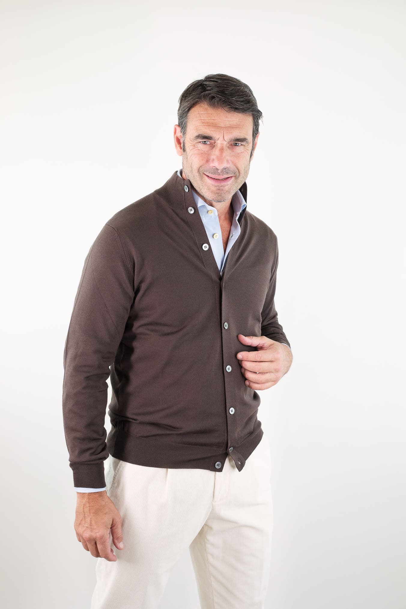GUARINO Cardigan Lana Extrafine Cioccolato