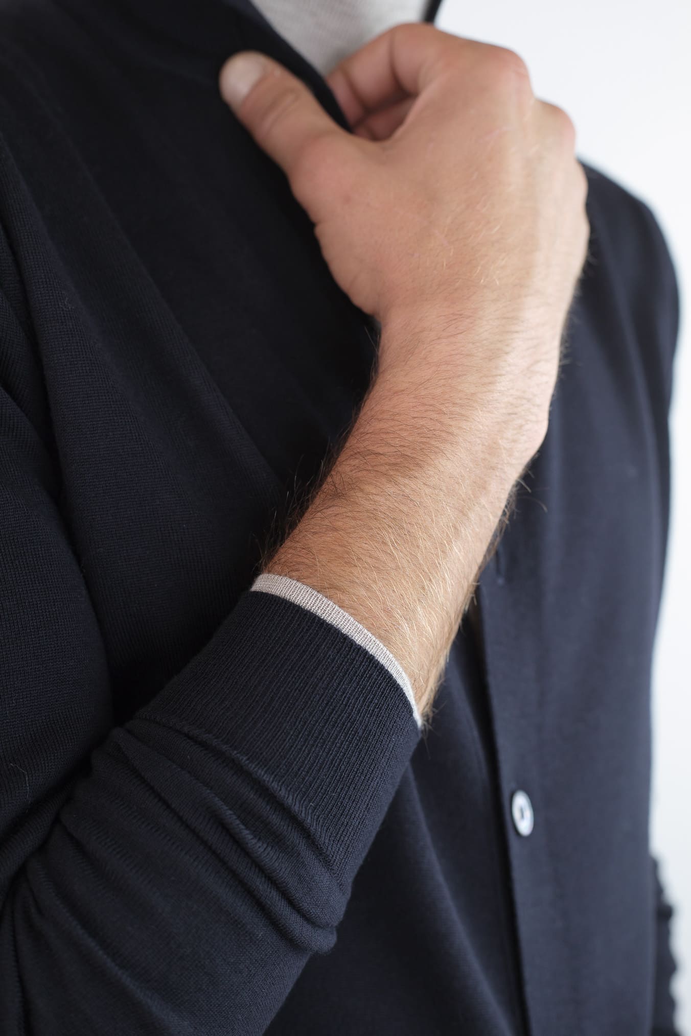 GUARINO Cardigan Lana Extrafine Blu Scuro