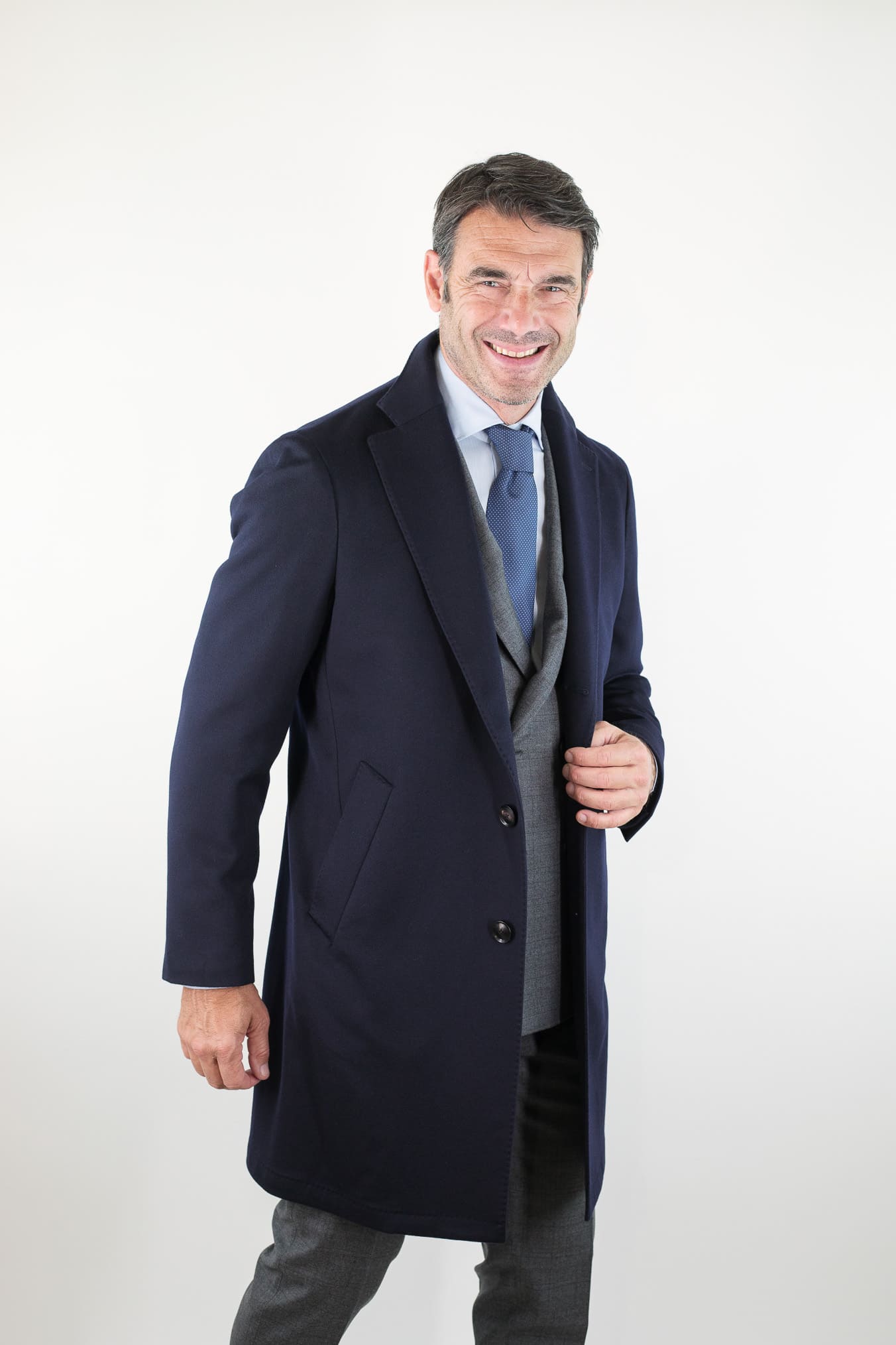GUARINO Cappotto Monopetto Cashmere Blu