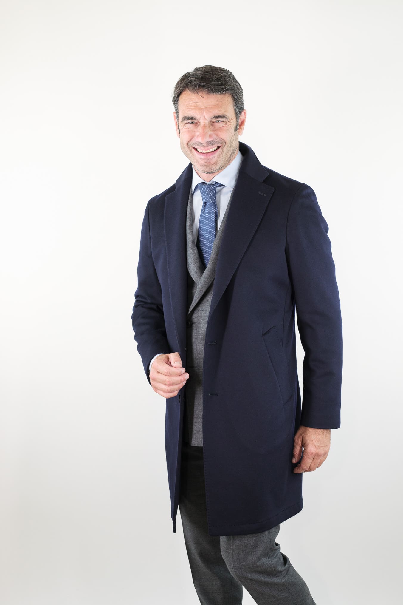 GUARINO Cappotto Monopetto Cashmere Blu