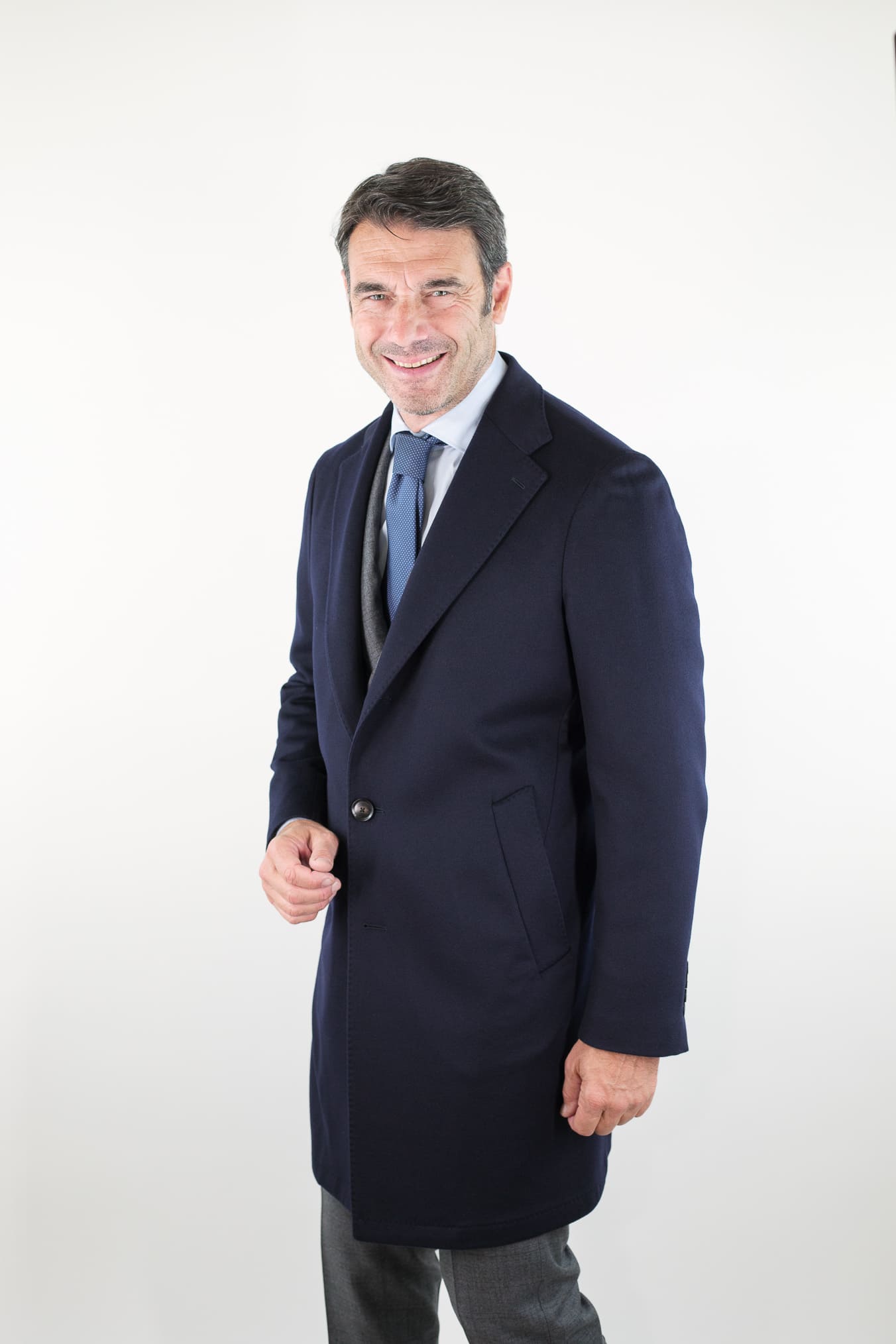 GUARINO Cappotto Monopetto Cashmere Blu