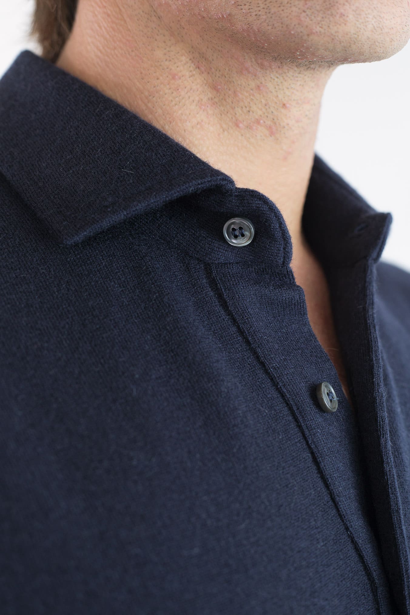 GUARINO Polo Cashmere Light Collo Camicia Blu