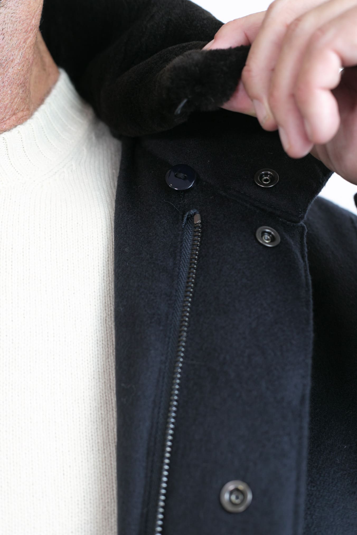 GUARINO Giaccone Cashmere Castorino Removibile Blu Scuro