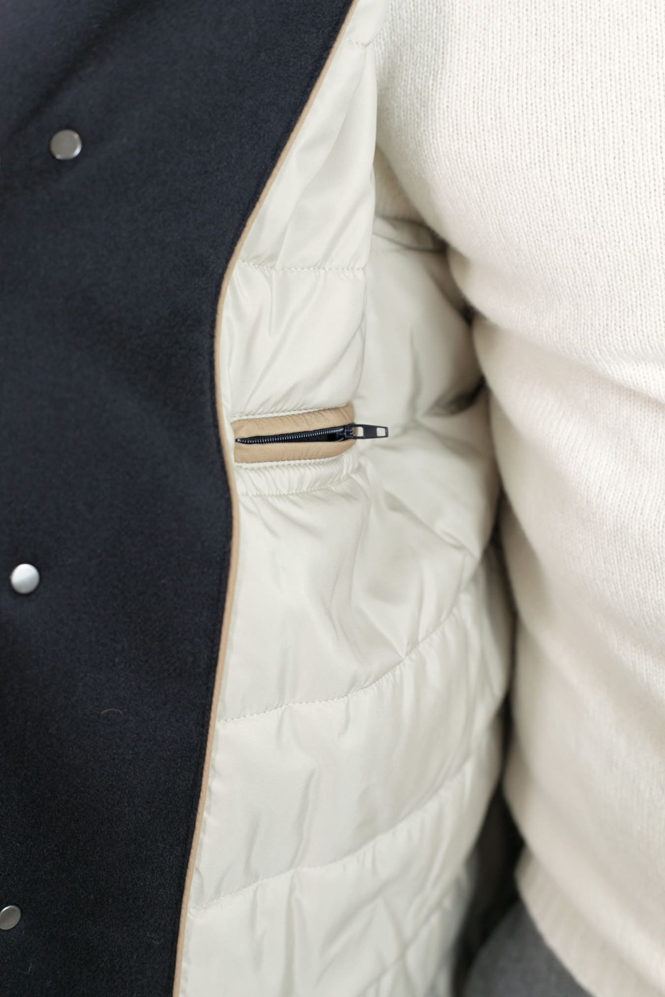 GUARINO Giaccone Cashmere Castorino Removibile Blu Scuro