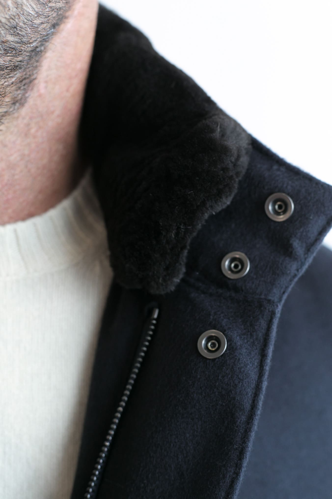 GUARINO Giaccone Cashmere Castorino Removibile Blu Scuro