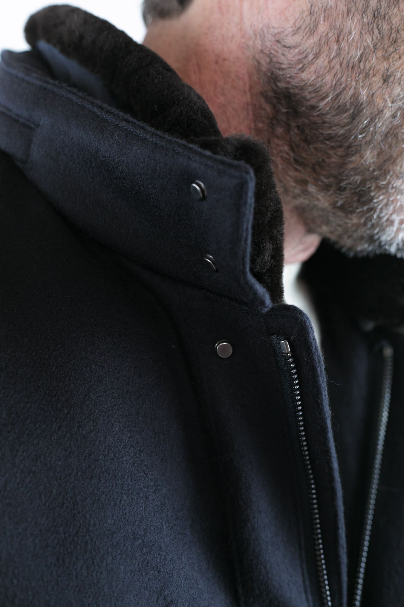 GUARINO Giaccone Cashmere Castorino Removibile Blu Scuro