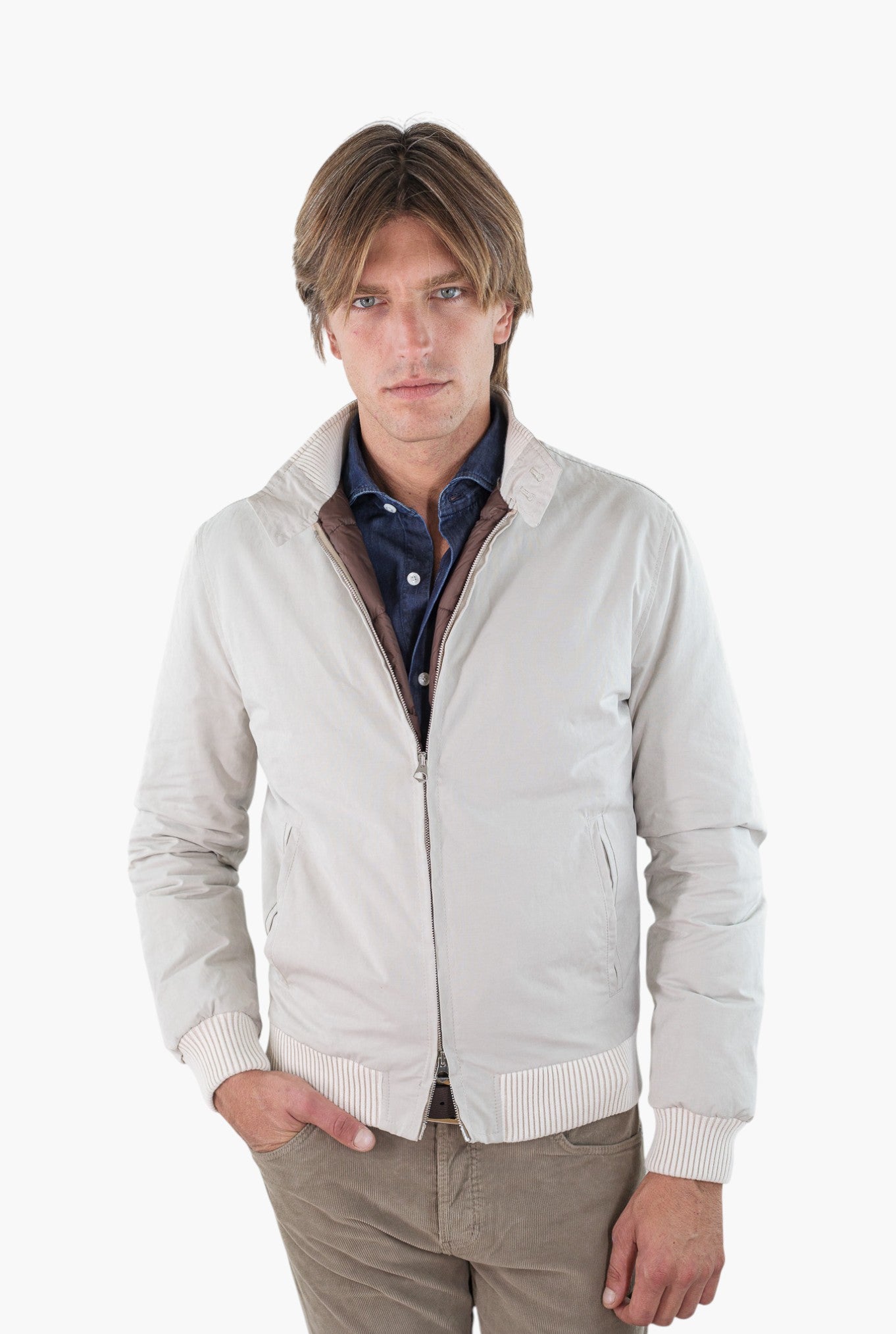 GUARINO Giubbino Cotone Water-repellent Beige Chiaro