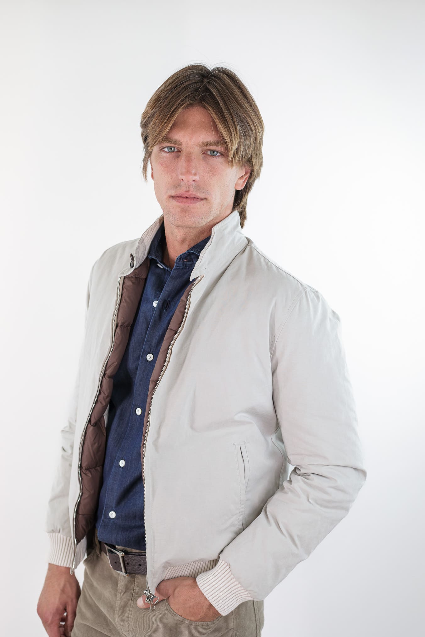 GUARINO Giubbino Cotone Water-repellent Beige Chiaro