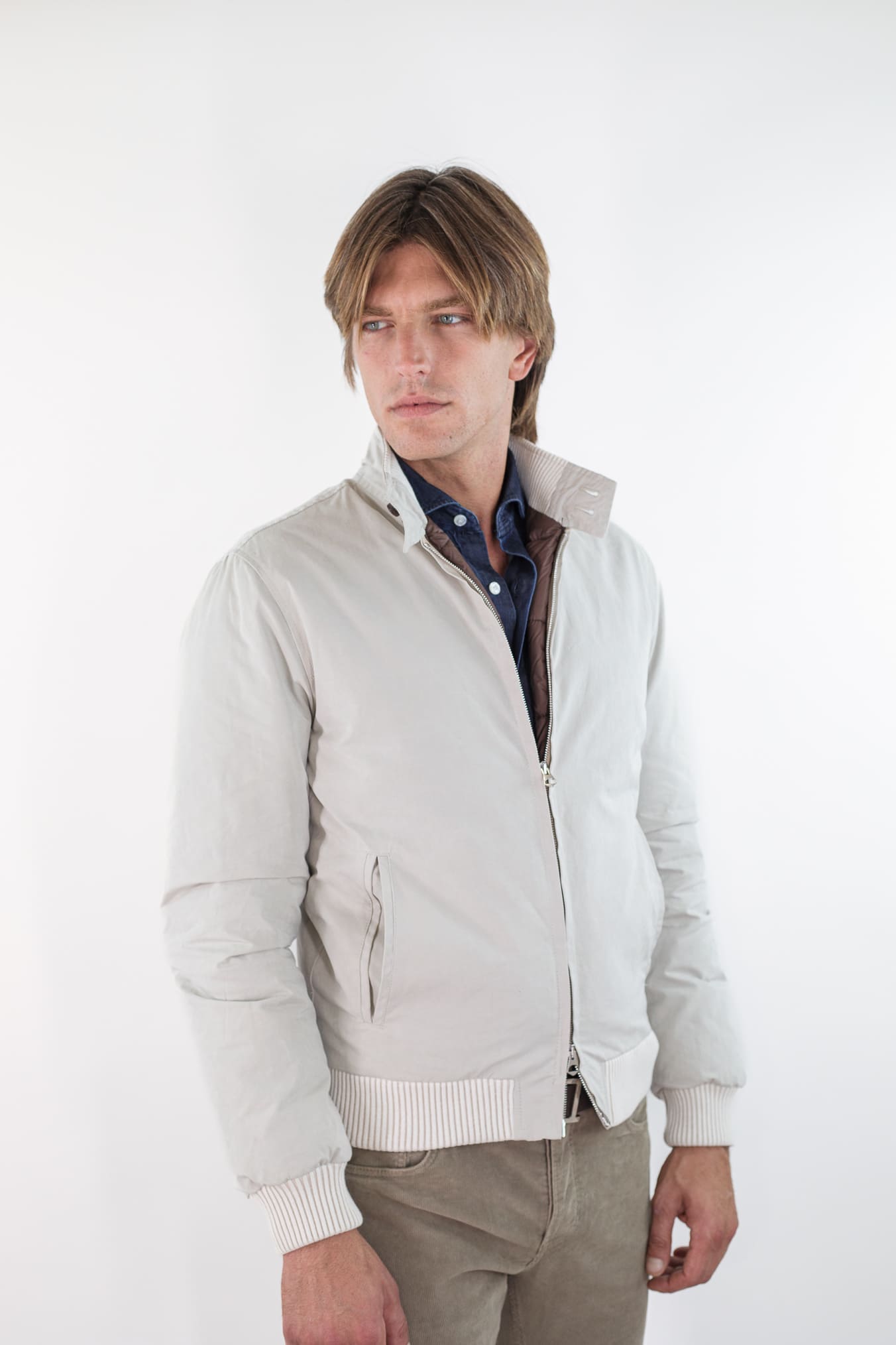 GUARINO Giubbino Cotone Water-repellent Beige Chiaro