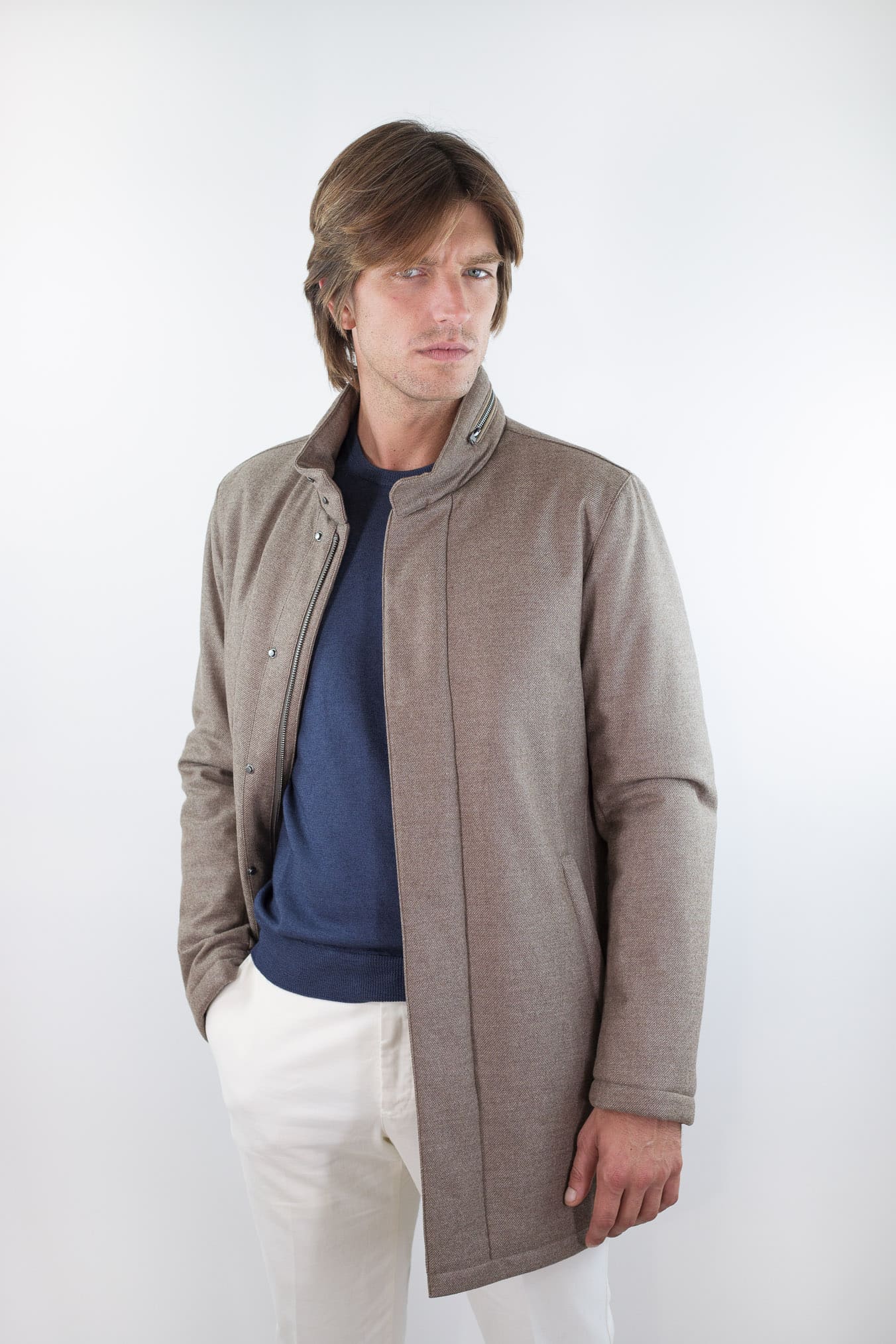 GUARINO Giaccone Lana Cashmere Loro Piana Tortora