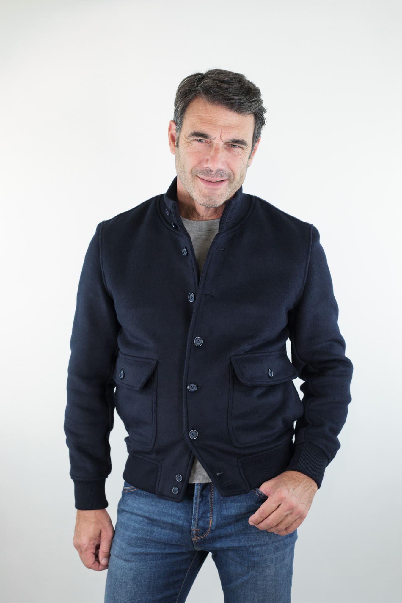 GUARINO Giubbino Sfoderato Lana Cashmere Blu