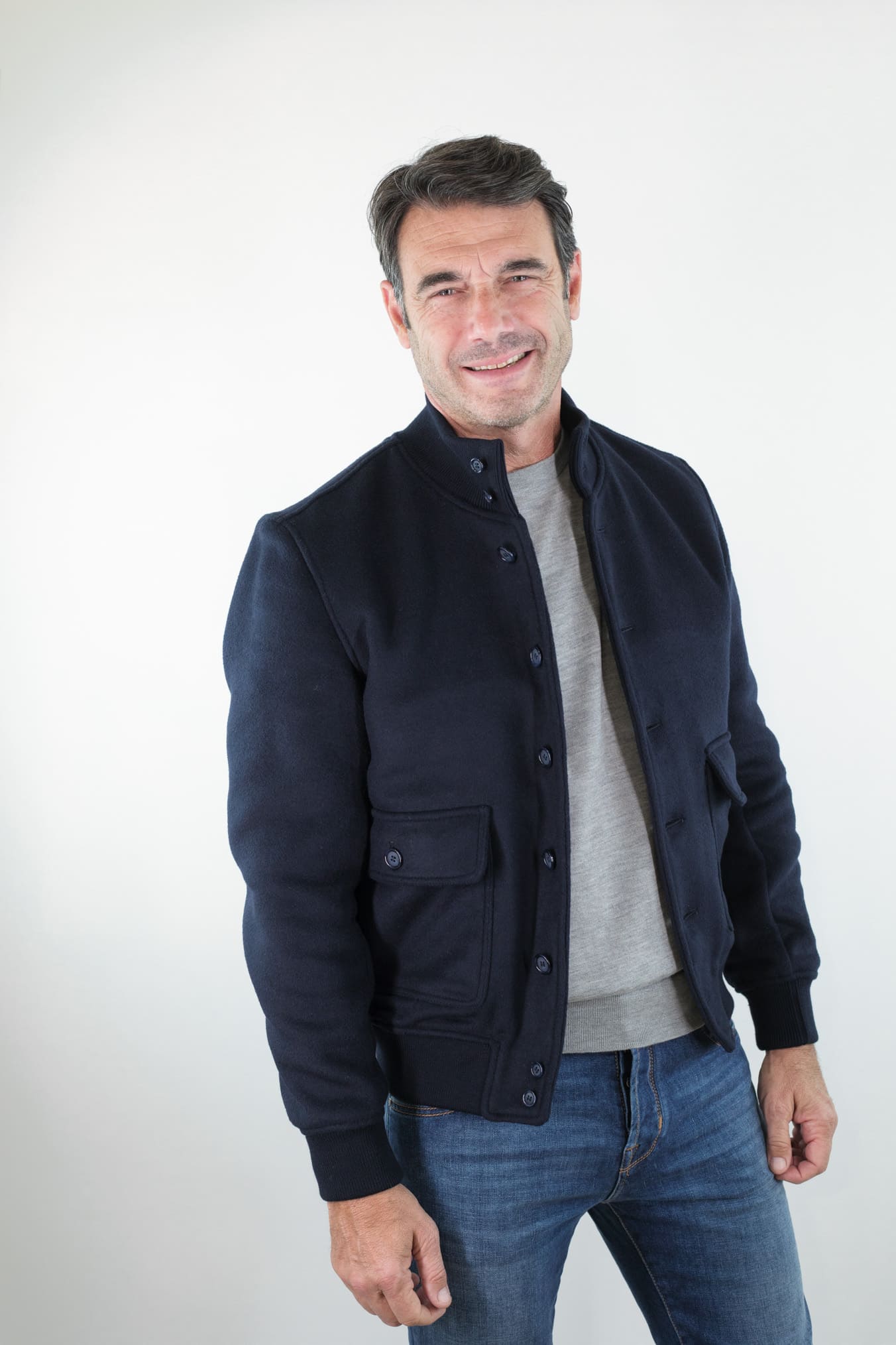 GUARINO Giubbino Sfoderato Lana Cashmere Blu