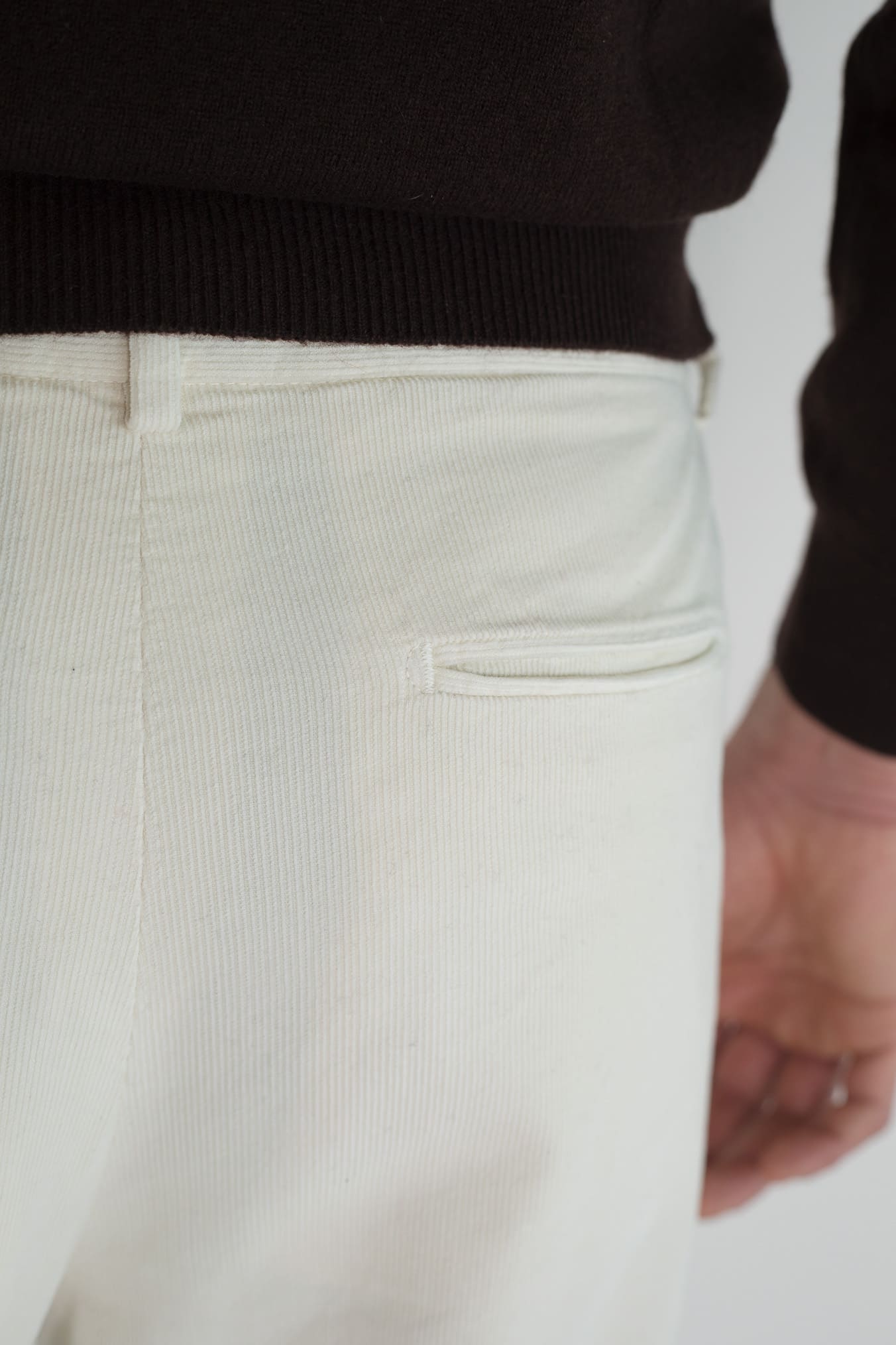 GUARINO Pantaloni Velluto Millerighe Bianco